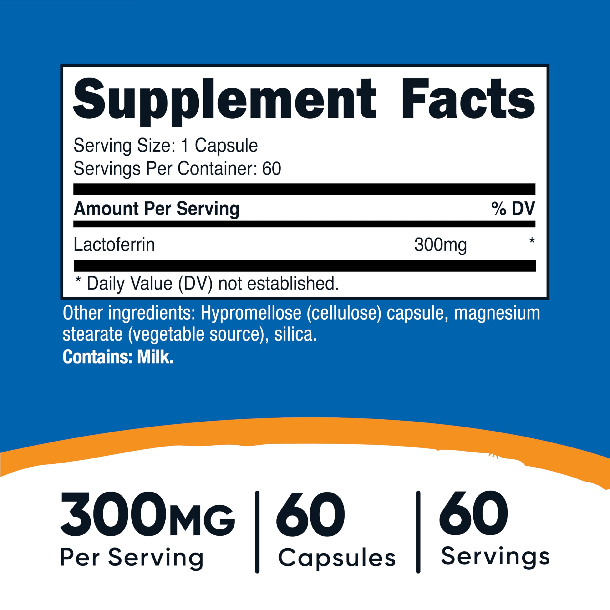Nutricost Lactoferrin Capsules – 60 Servings (300mg) | Gluten-Free, Vegetarian, GMP-Certified