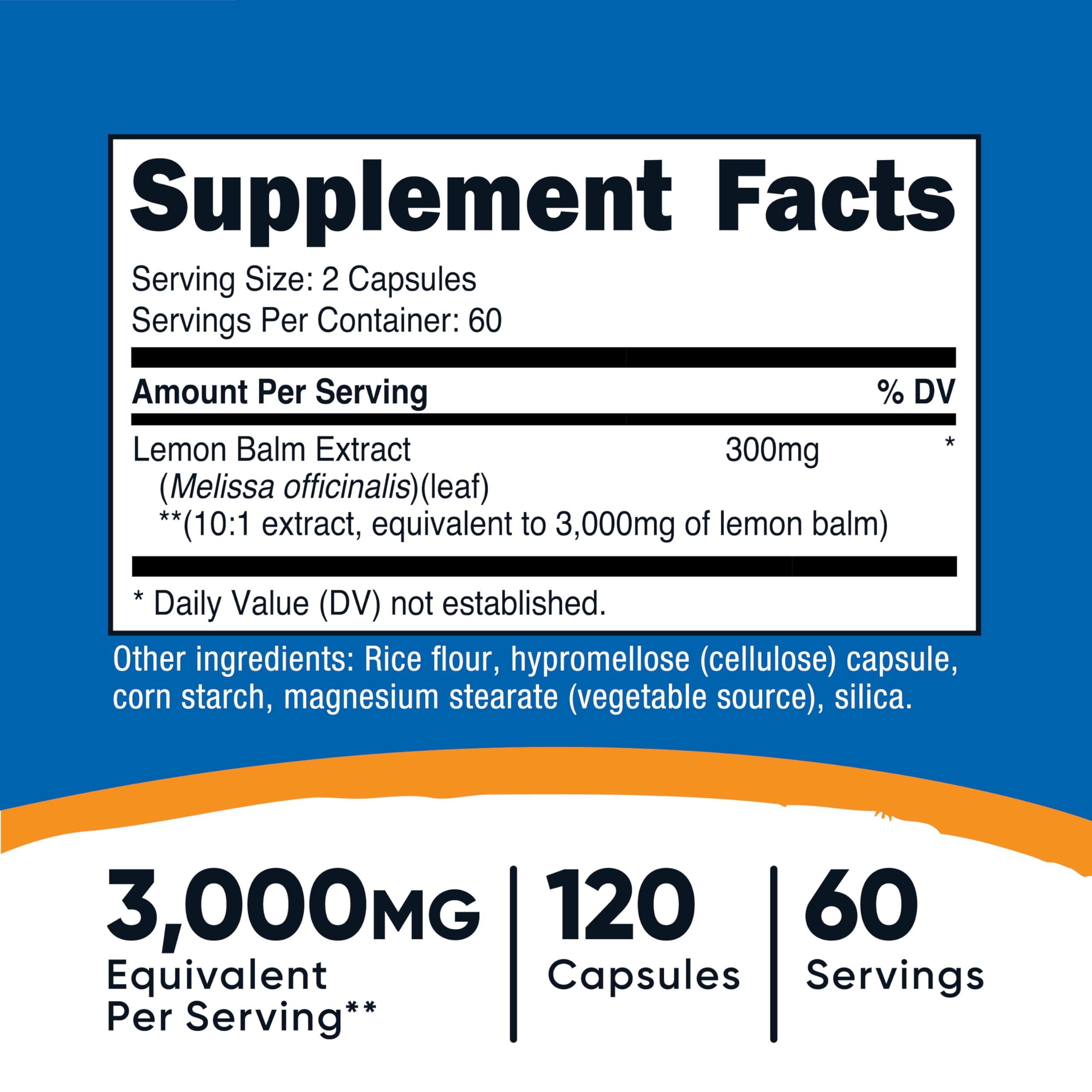 Nutricost Lemon Balm 3,000mg Equivalent | 120 Vegan Capsules | Melissa Officinalis Extract