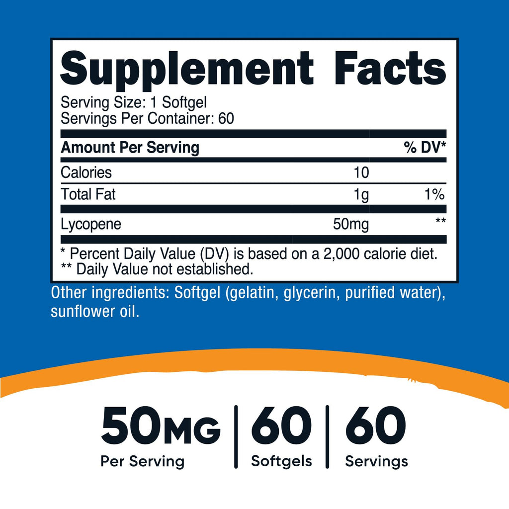 Nutricost Lycopene 50mg Softgels – 60-Count | Non-GMO, Gluten-Free