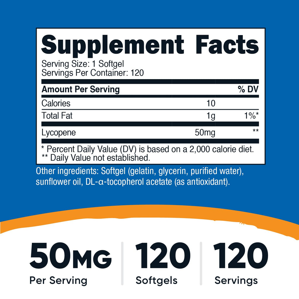 Nutricost Lycopene 50mg Softgels – 120 Softgels | Non-GMO, Gluten-Free