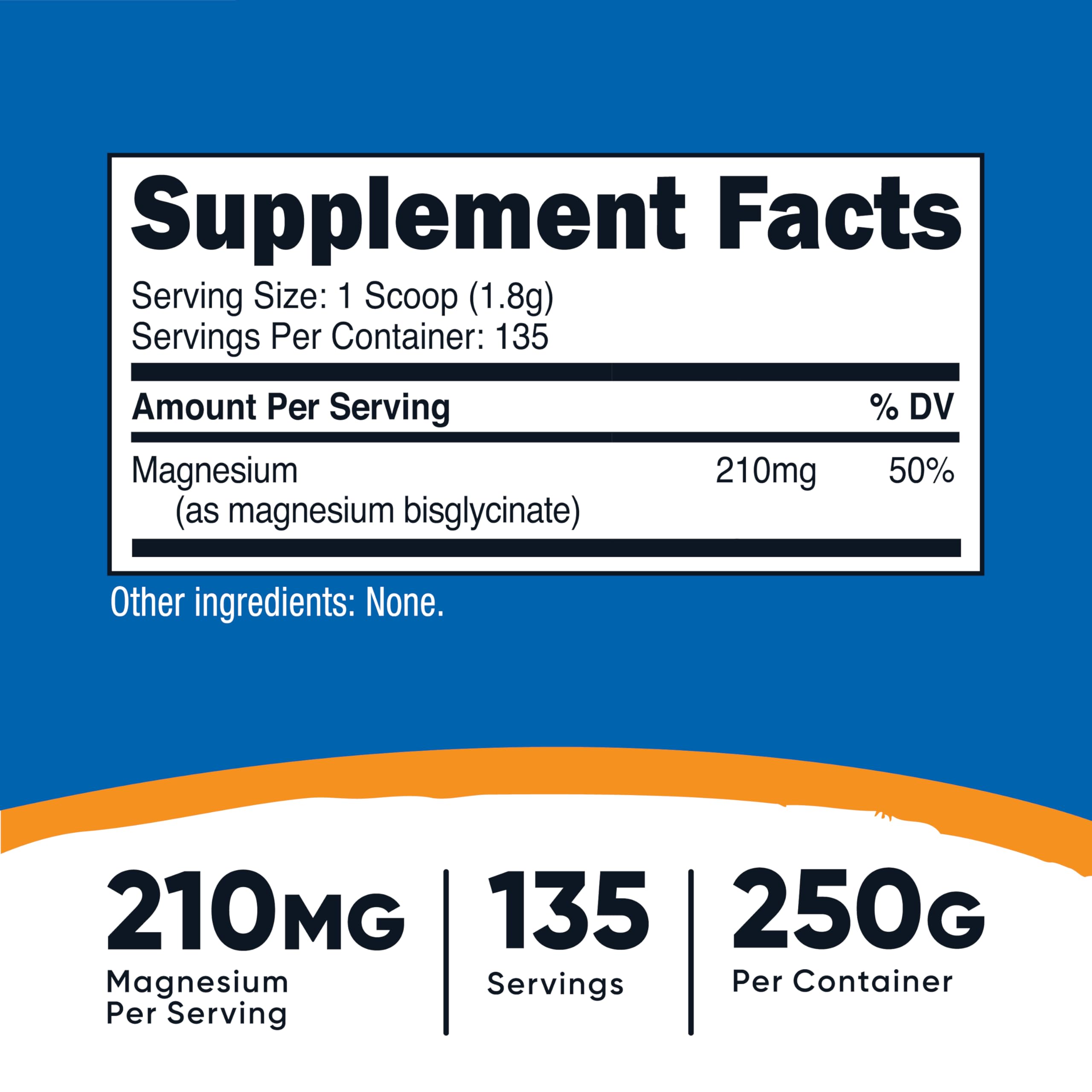 Nutricost Magnesium Bisglycinate Powder (Unflavored, 250g) – Non-GMO, Vegan