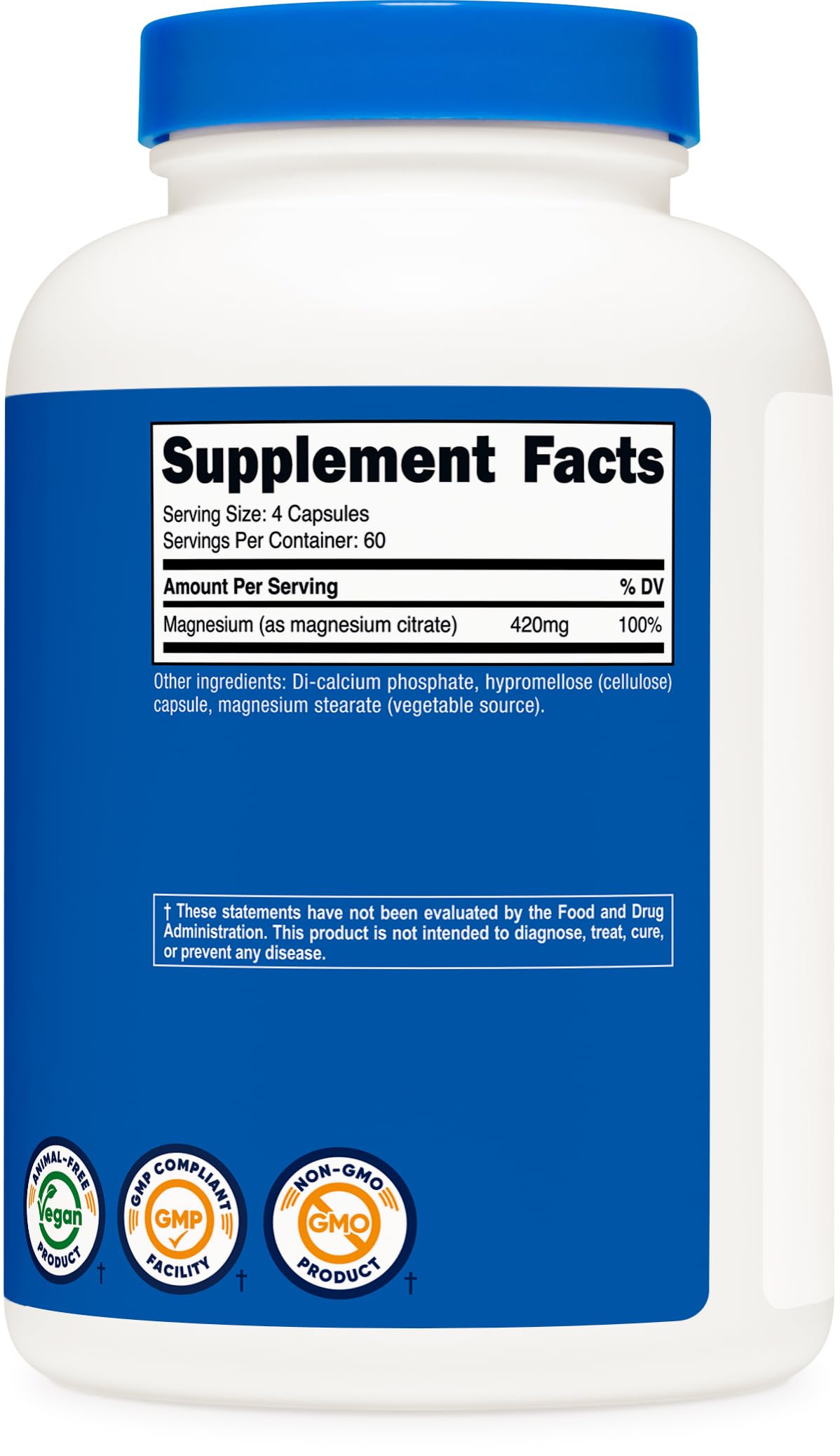 Nutricost Magnesium Citrate 420mg - 240 Veggie Capsules | 60 Servings