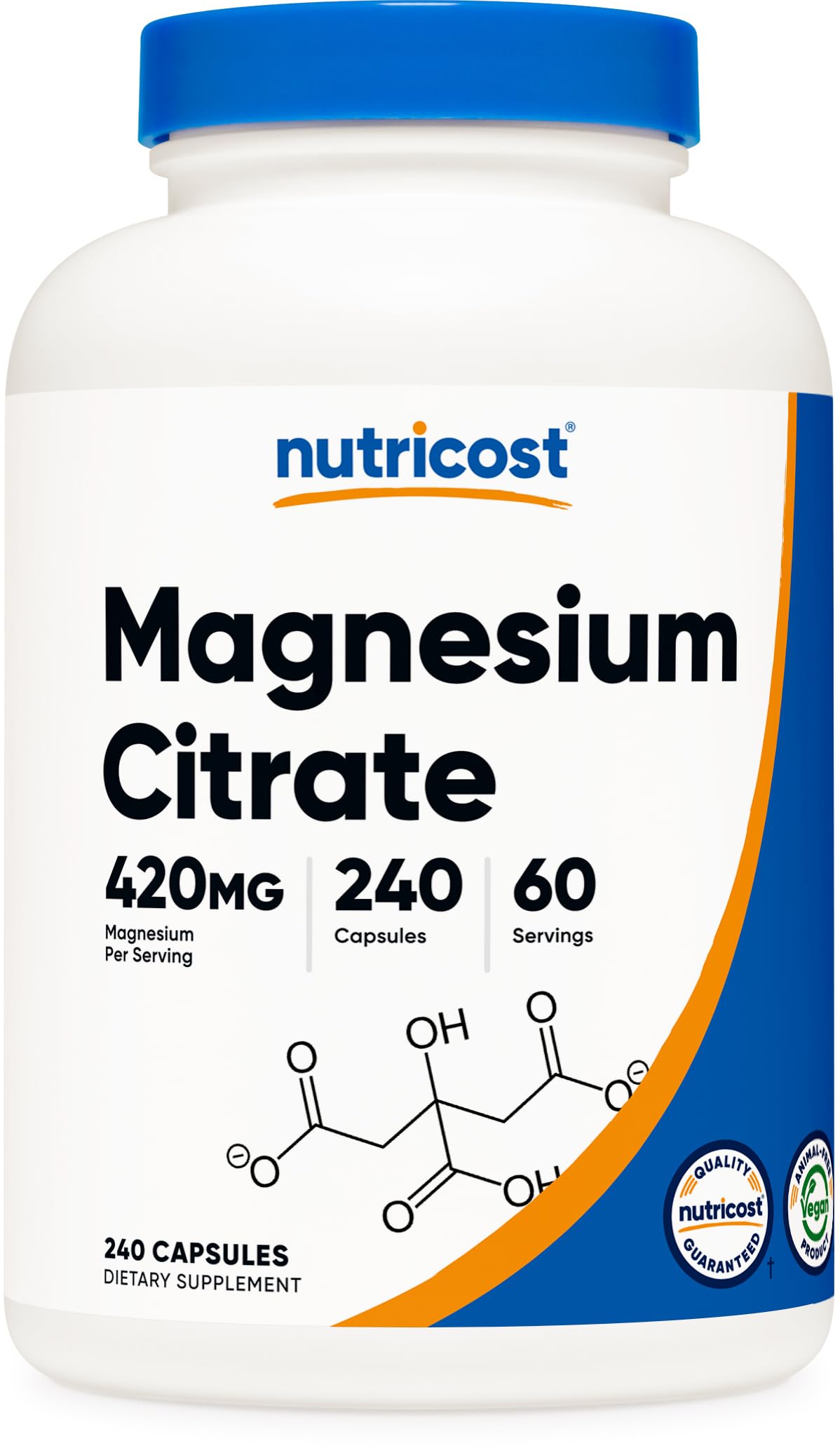 Nutricost Magnesium Citrate 420mg - 240 Veggie Capsules | Gluten Free & Non-GMO