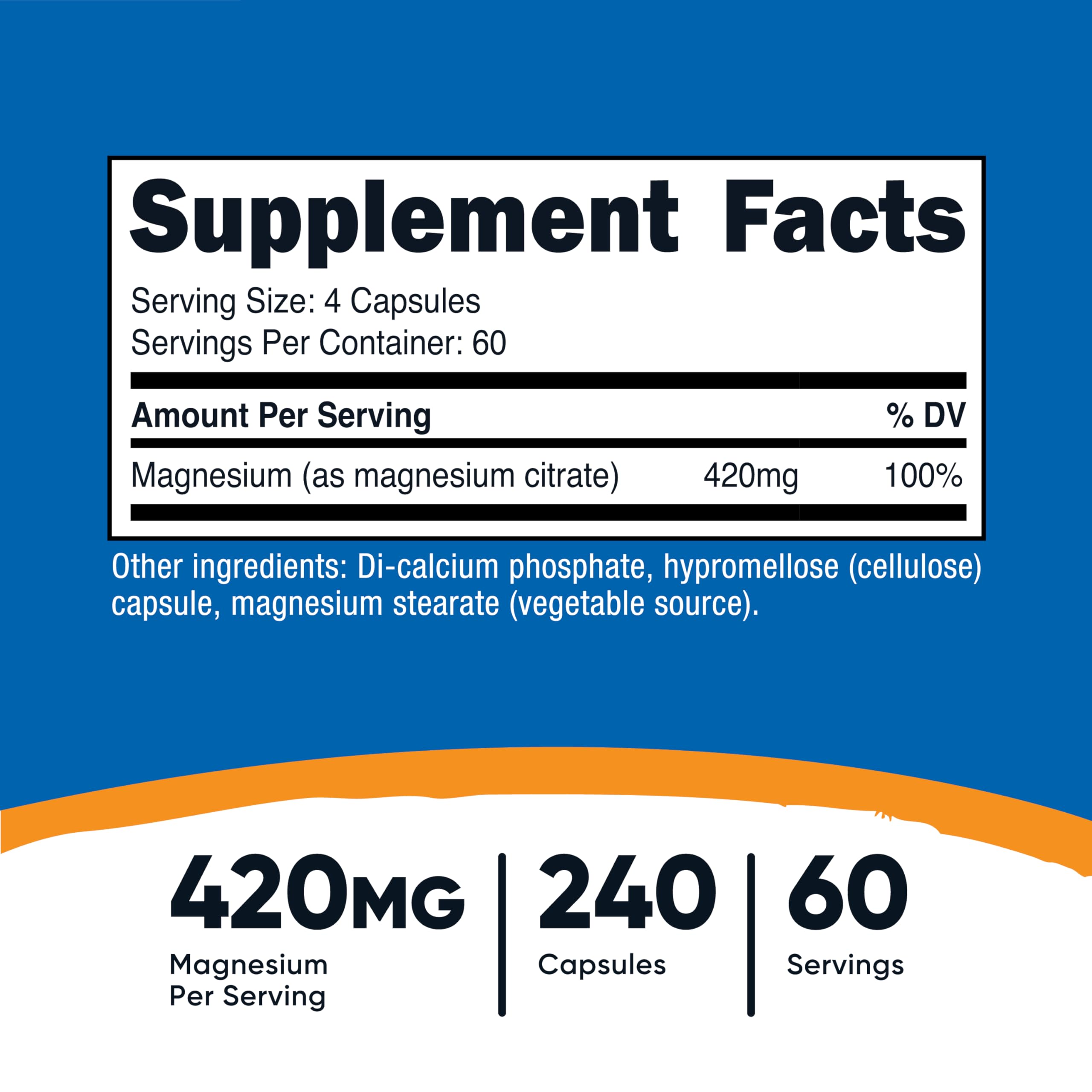 Nutricost Magnesium Citrate 420mg - 240 Veggie Capsules | Gluten Free & Non-GMO