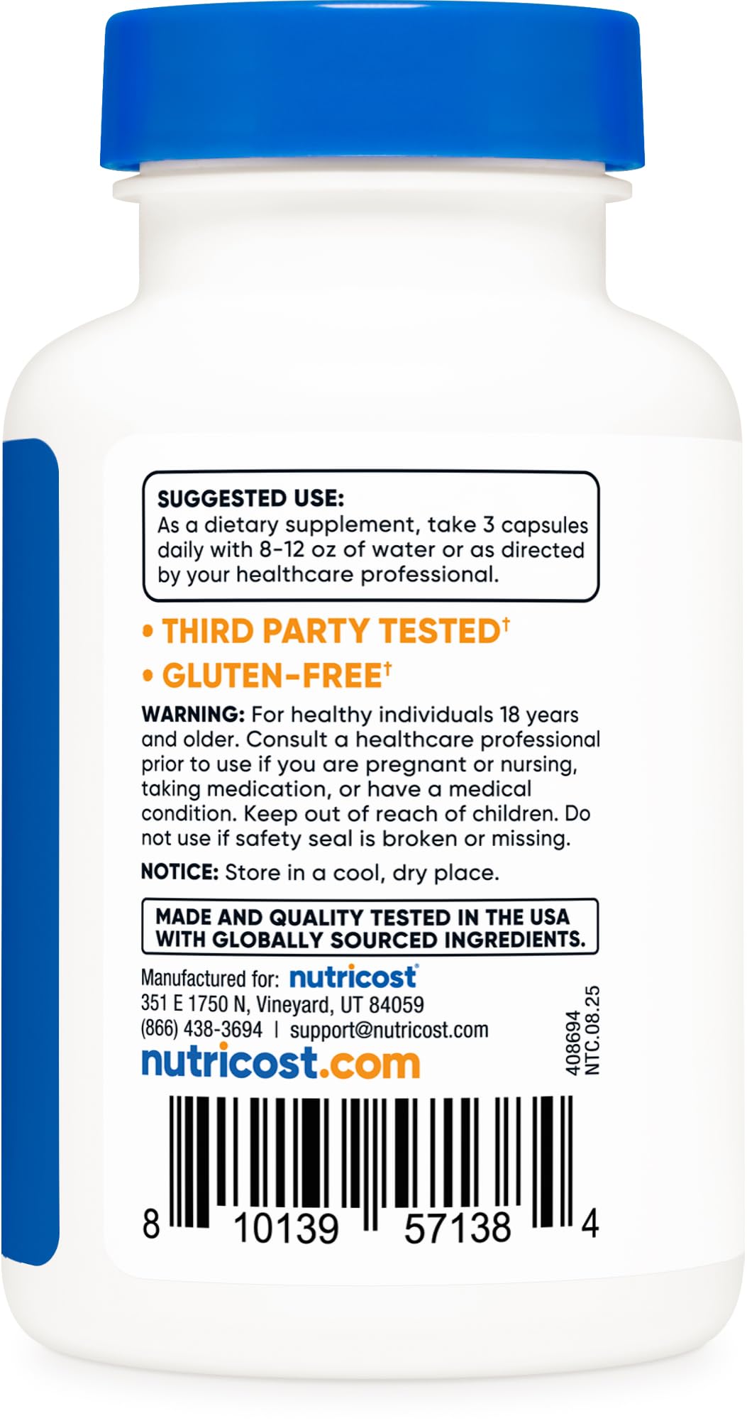 Nutricost Magnesium Glycinate Capsules – 210 mg per Serving | Gentle Absorption