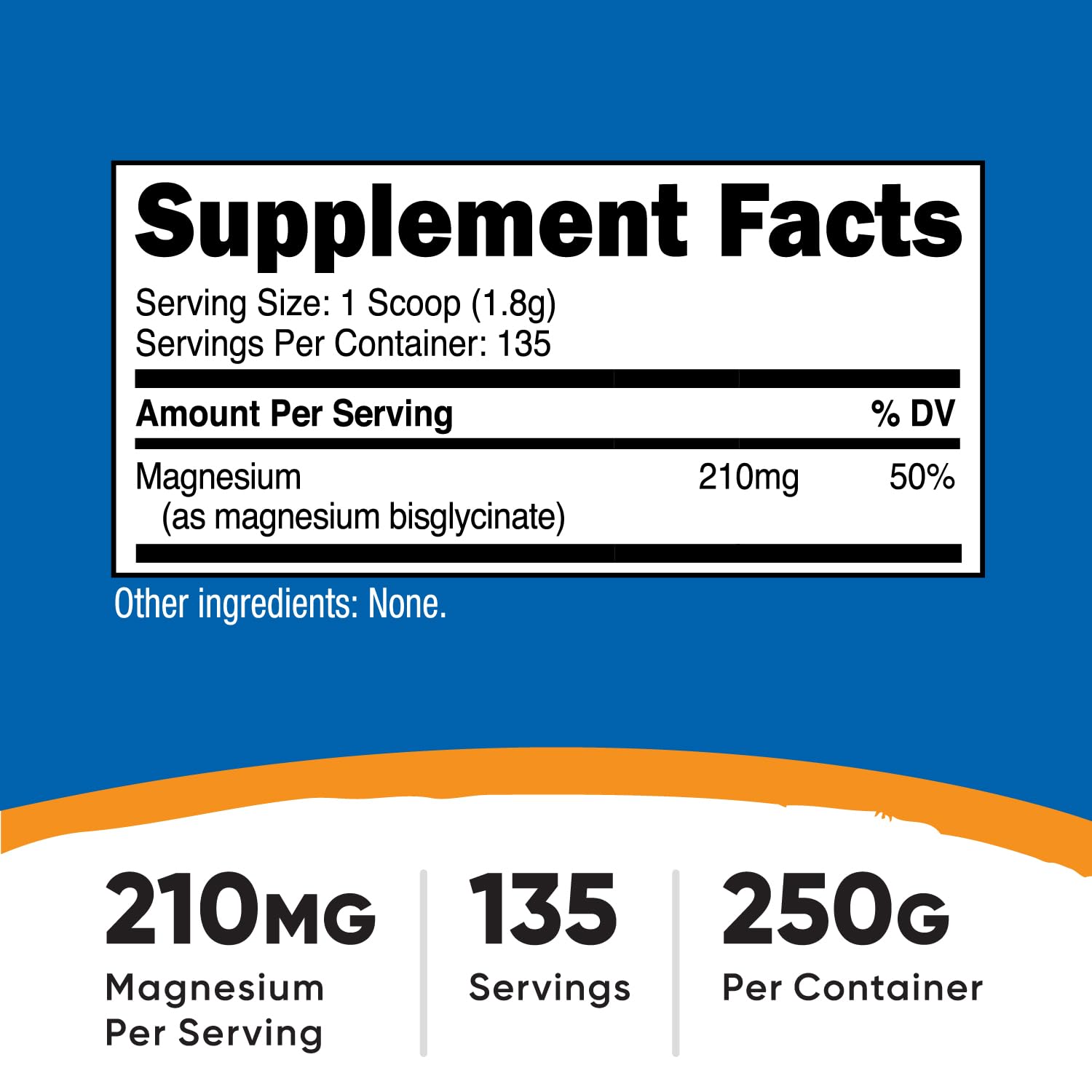 Nutricost Magnesium Glycinate Powder 250g – Unflavored, 210 mg per Serving