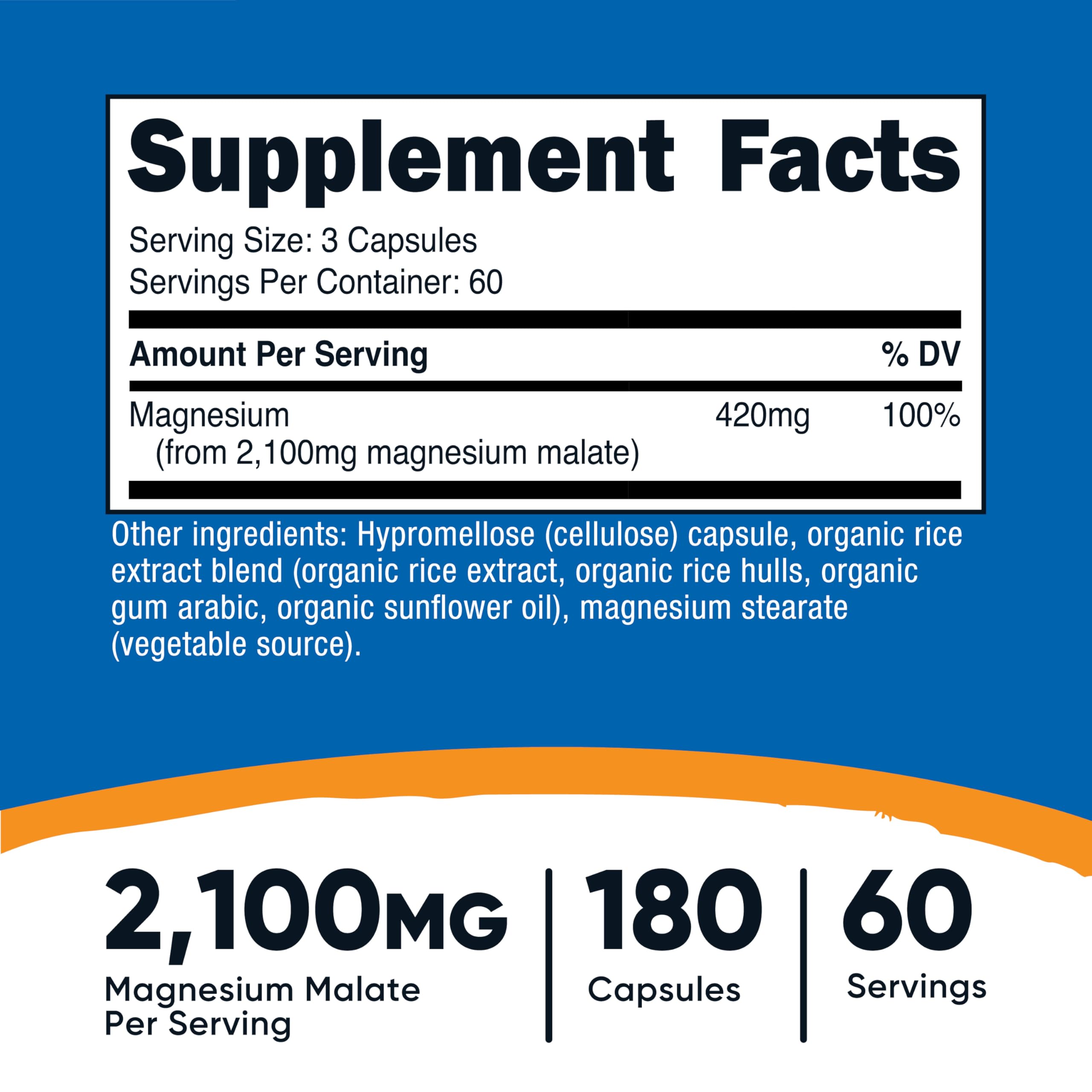 Nutricost Magnesium Malate 2,100mg – 180 Capsules | Vegetarian, Non-GMO, Gluten Free