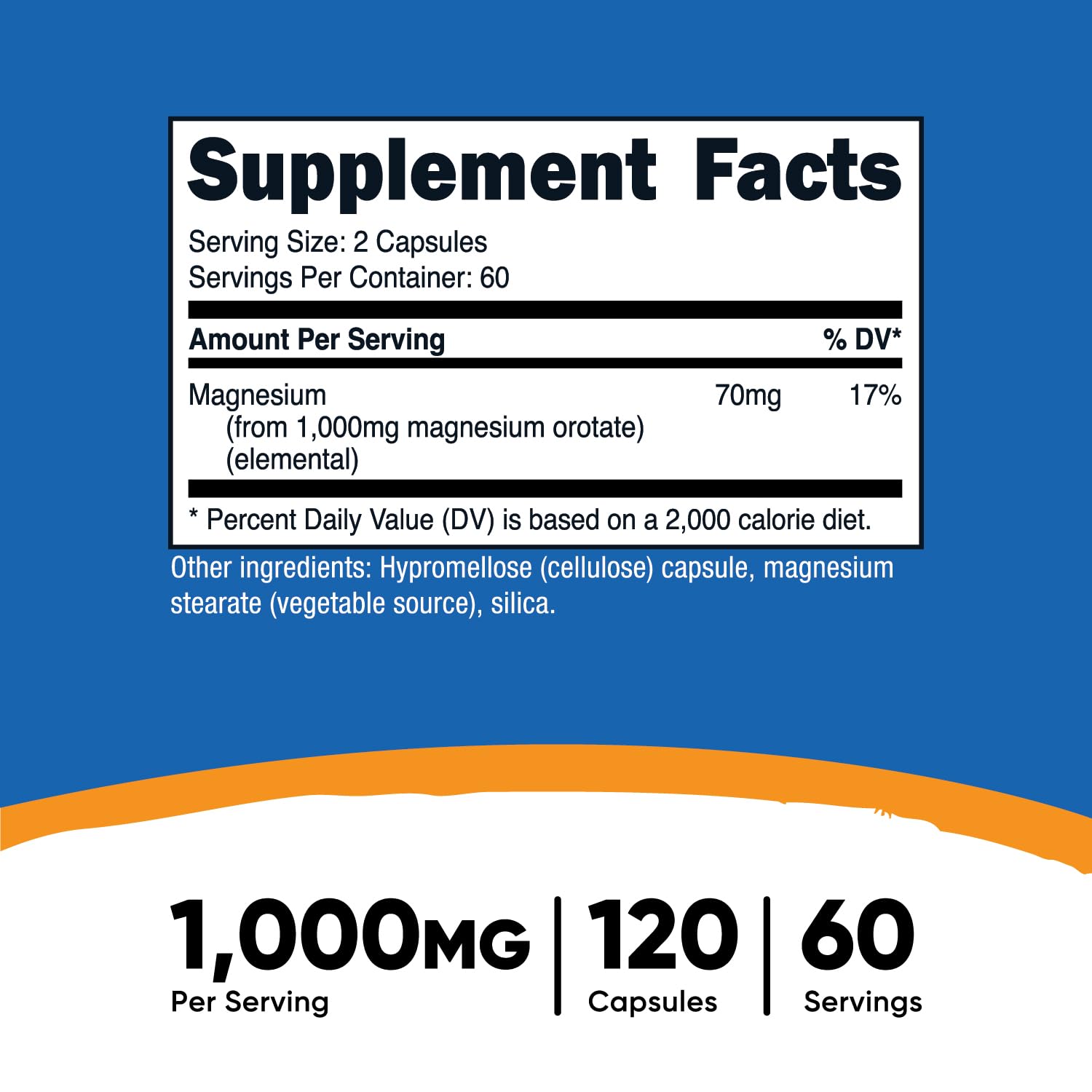 Nutricost Magnesium Orotate Capsules 1000mg – 120 Caps (Pack of 2) | 60 Servings per Bottle | 500mg per Capsule | Non-GMO, Gluten Free