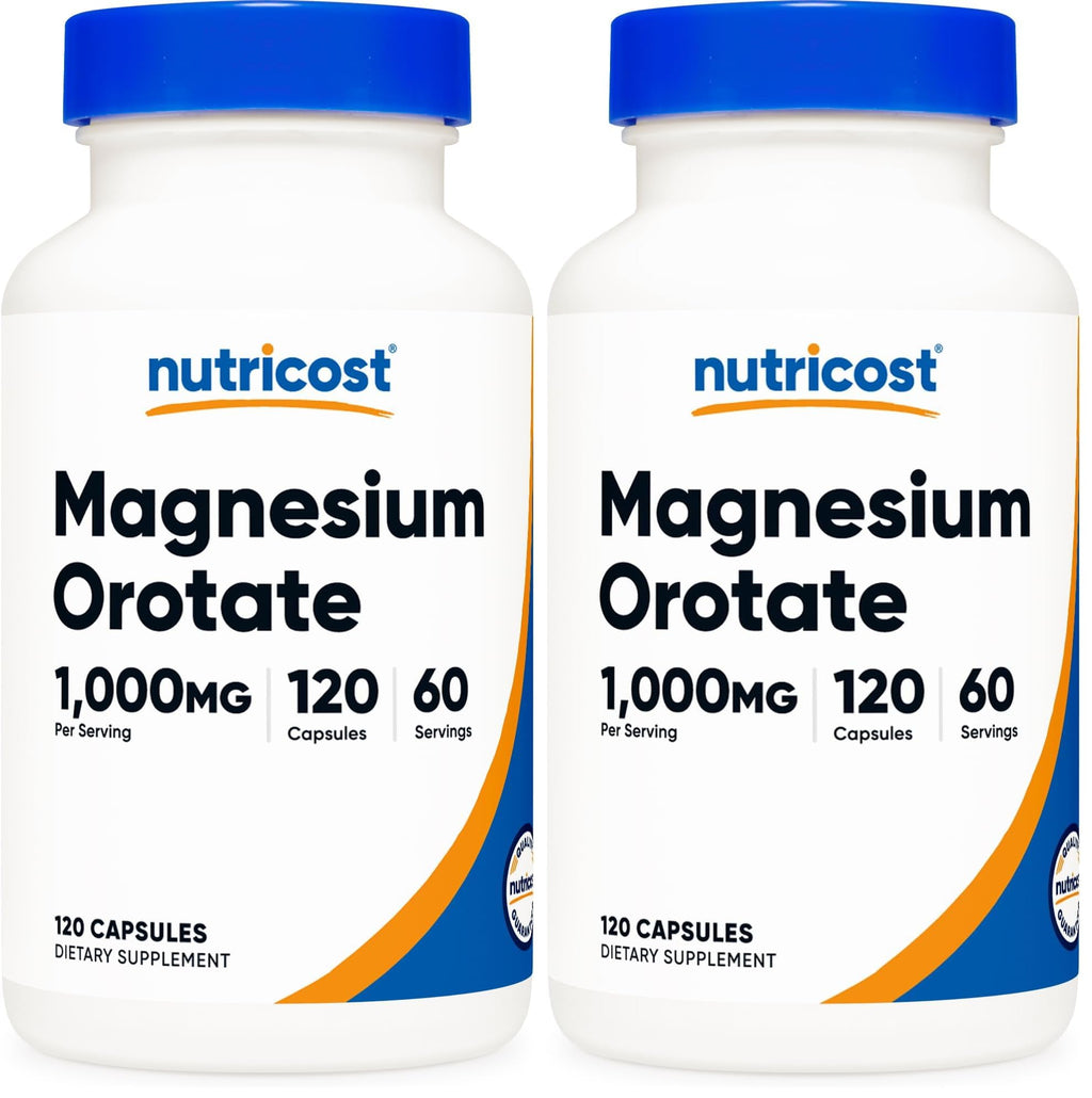 Nutricost Magnesium Orotate Capsules 1000mg – 120 Caps (Pack of 2) | 60 Servings per Bottle | 500mg per Capsule | Non-GMO, Gluten Free
