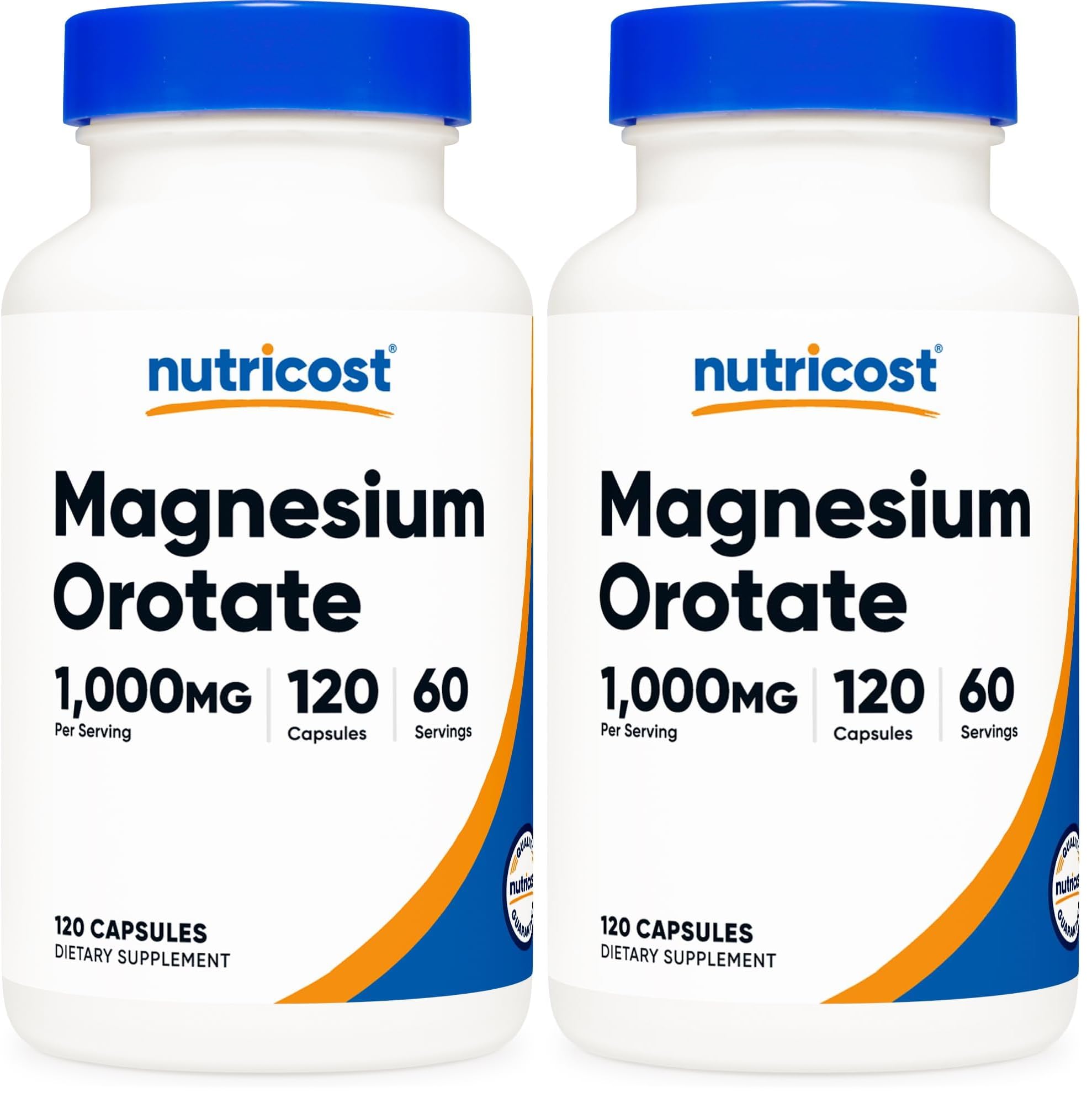 Nutricost Magnesium Orotate Capsules 1000mg – 120 Caps (Pack of 2) | 60 Servings per Bottle | 500mg per Capsule | Non-GMO, Gluten Free