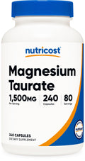 Nutricost Magnesium Taurate 1,500mg | 240 Capsules, 80 Servings, Gluten Free & Vegan