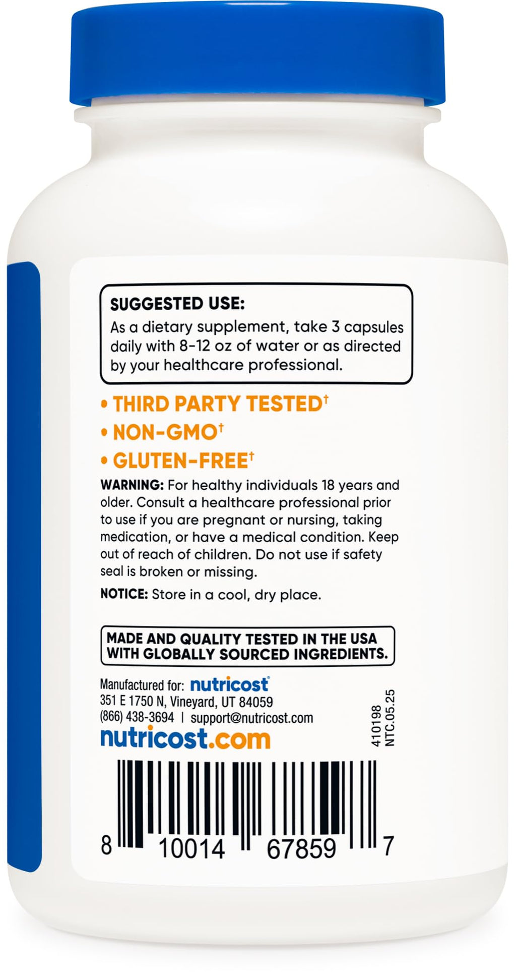 Nutricost Magnesium Taurate 1,500mg | 240 Capsules, 80 Servings, Gluten Free & Vegan