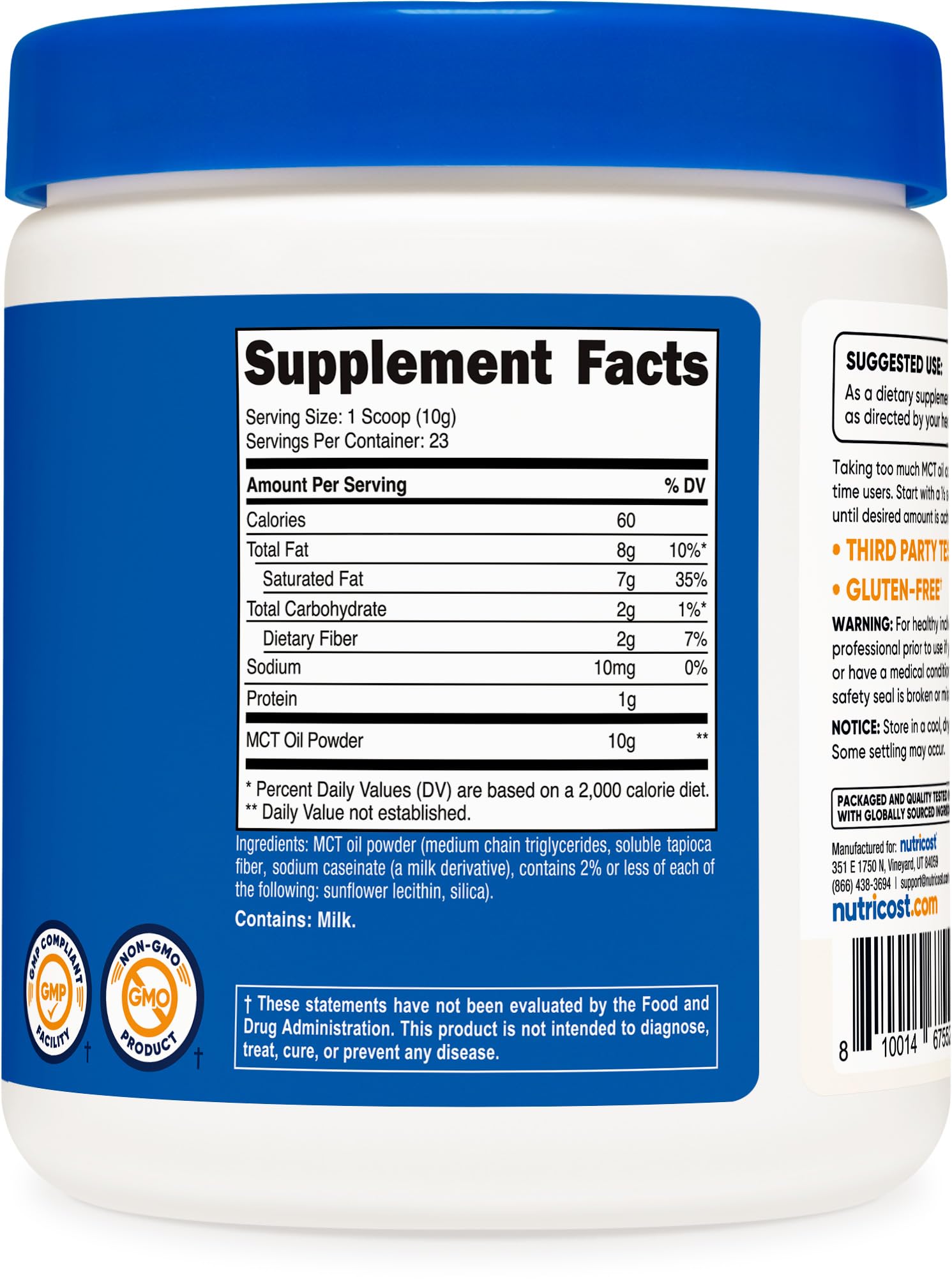 Nutricost MCT Oil Powder .5 LBS – Keto Friendly, Gluten Free