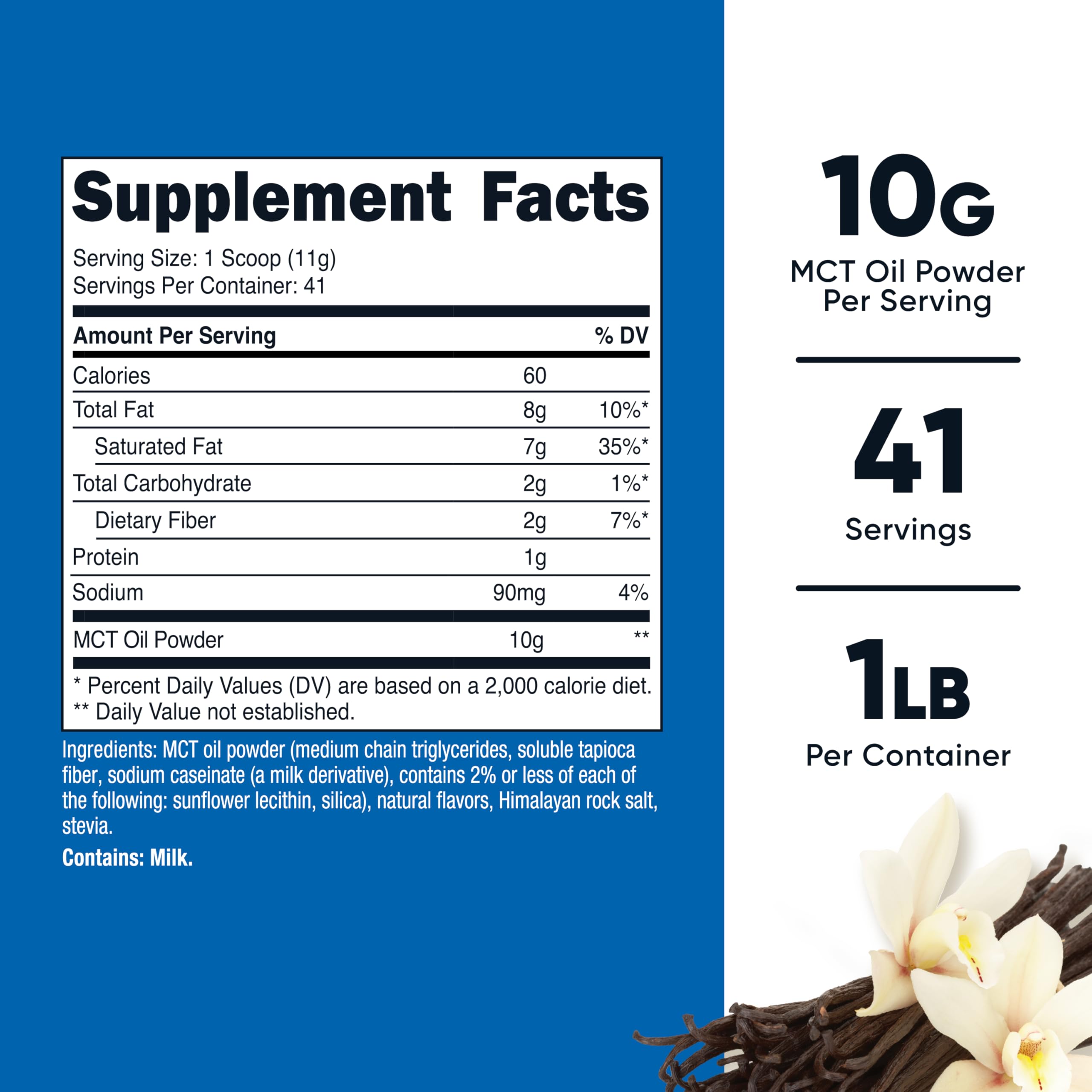 Nutricost Premium MCT Oil Powder Vanilla – 1LB | Keto, Zero Net Carbs, Non-GMO