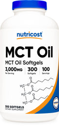 Nutricost MCT Oil Softgels 1000mg - 300 Softgels (3,000mg Serv) - Keto Friendly