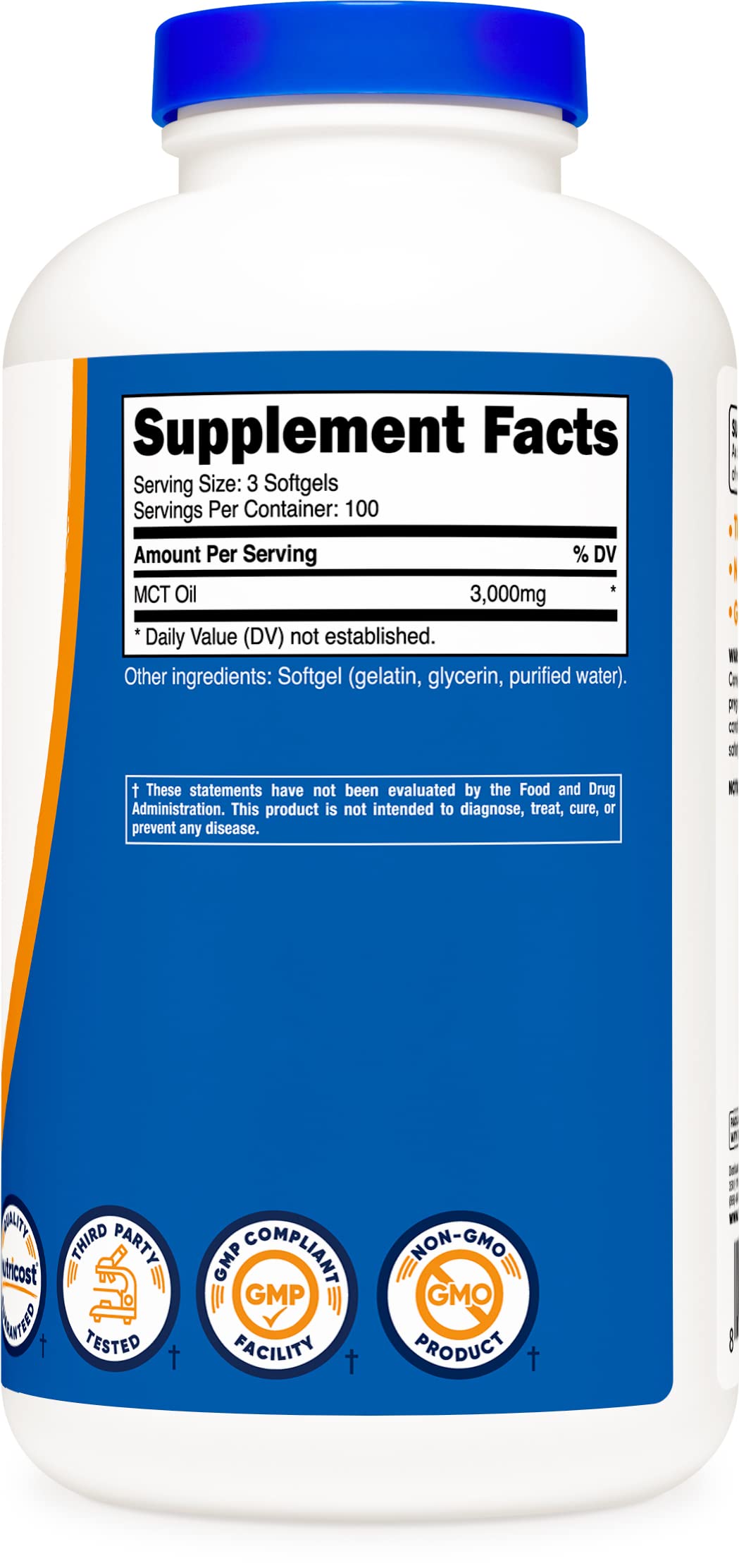 Nutricost MCT Oil Softgels 1000mg - 300 Softgels (3,000mg Serv) - Keto Friendly