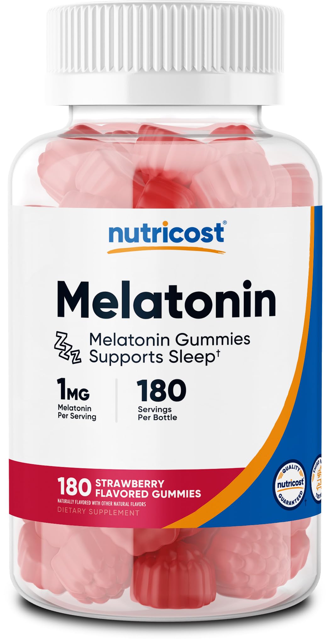 Nutricost Melatonin 1mg Gummies - 180 Strawberry Flavor | Gluten Free, Non-GMO, No Corn Syrup