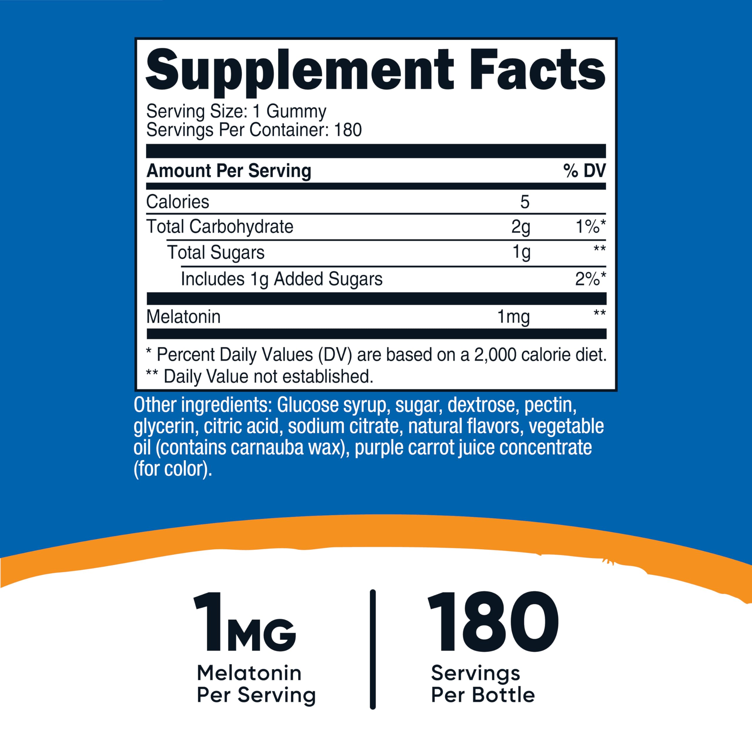 Nutricost Melatonin 1mg Gummies - 180 Strawberry Flavor | Gluten Free, Non-GMO, No Corn Syrup