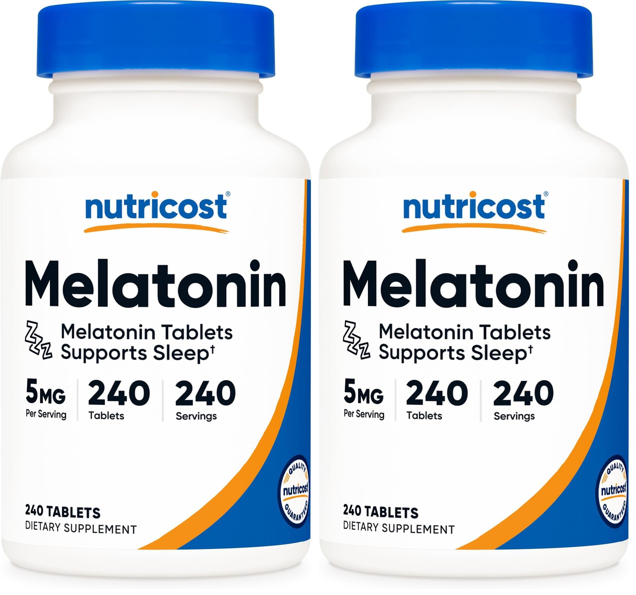 Nutricost Melatonin 5mg - 240 Tablets (Pack of 2) | Non-GMO, Gluten Free