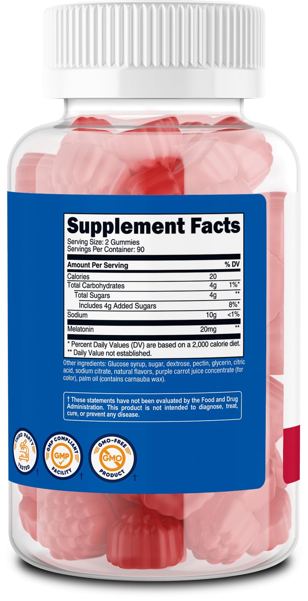 Nutricost Melatonin Gummies 20mg per Serving (180 Strawberry Flavored Gummies) - Gluten-Free