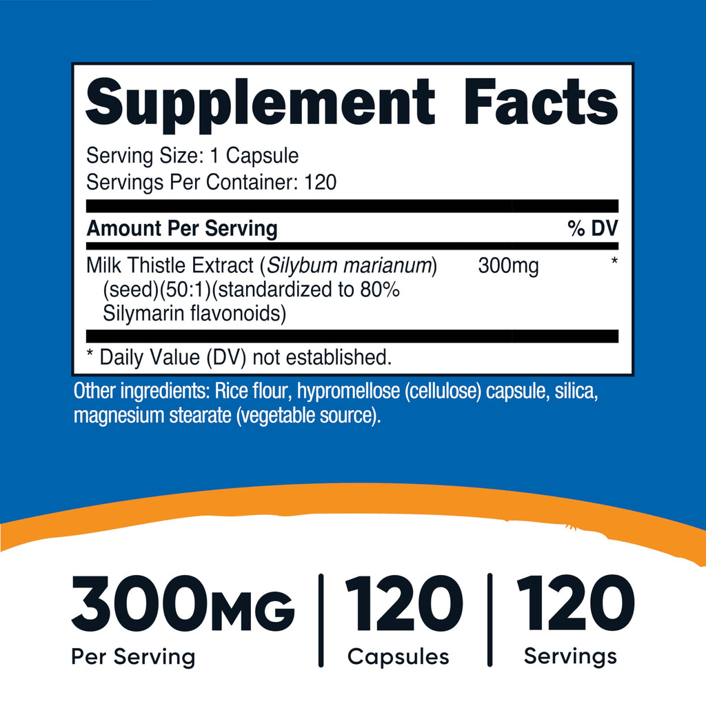 Nutricost Milk Thistle 300mg – 120 Capsules | Gluten-Free & Non-GMO