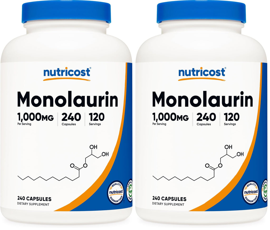 Nutricost Monolaurin 1000 mg - 240 Capsules, 120 Servings - Gluten-Free, Non-GMO, Vegan (Pack of 2)