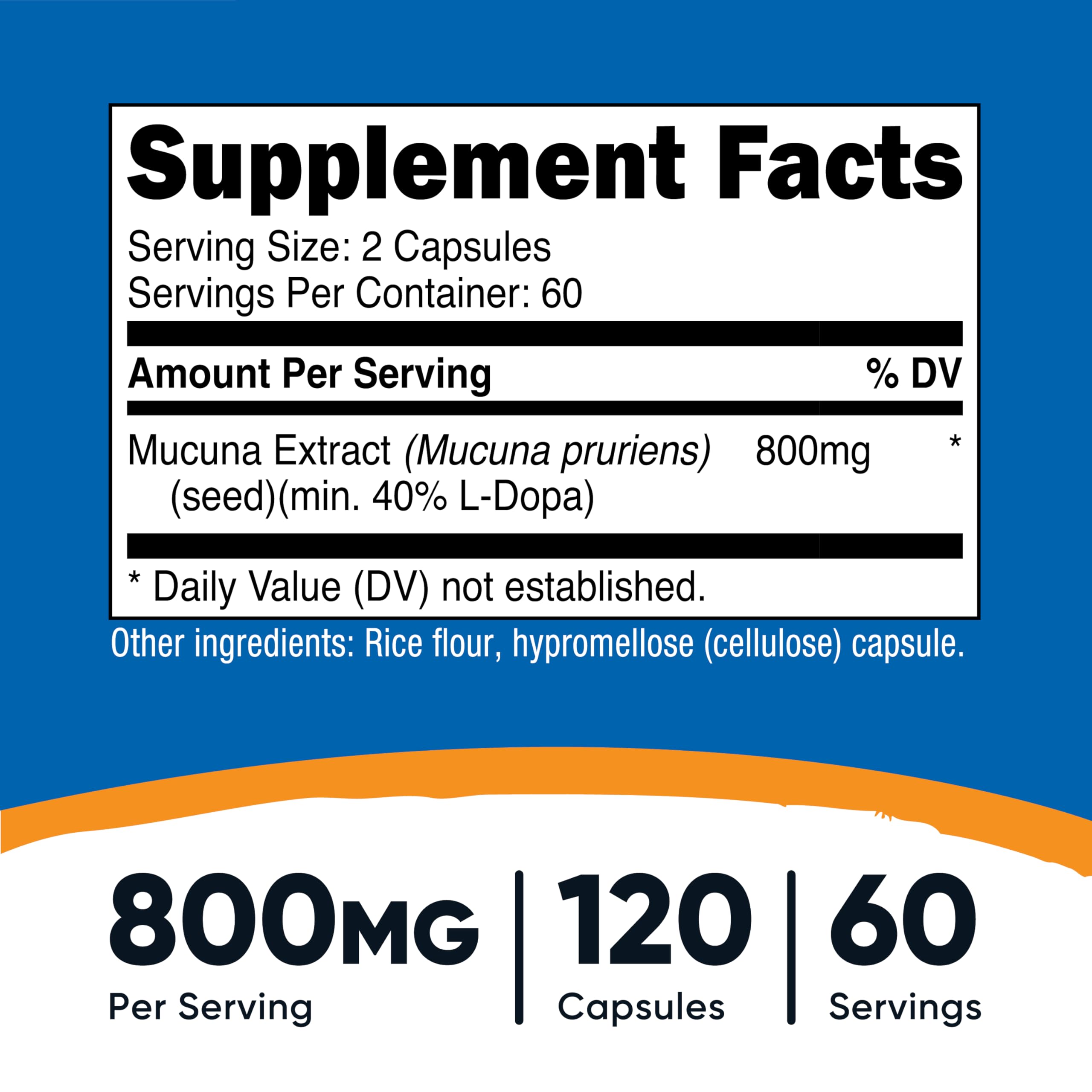 Nutricost Mucuna Pruriens 400mg Capsules - 800mg/Serving, Veggie Caps (Pack of 2)