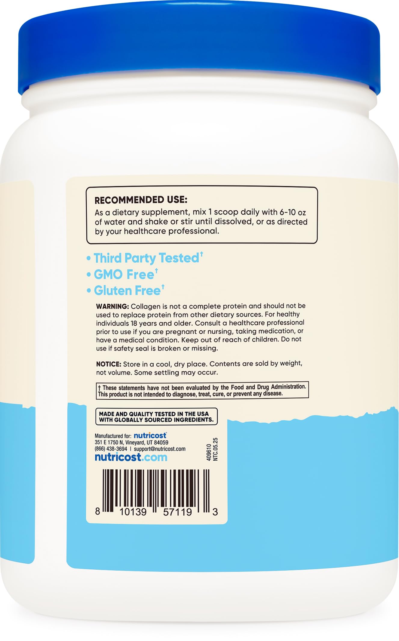 Nutricost Multi Collagen Protein Complex - Unflavored, 30 Servings | Biotin & Hyaluronic Acid
