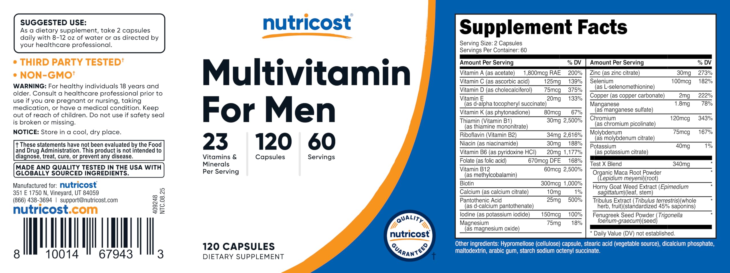 Nutricost Multivitamin for Men - 120 Capsules | Men's Health Vitamins