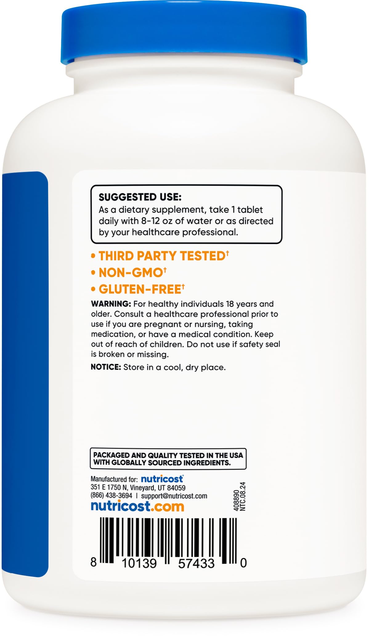 Nutricost NAC 1000 mg – Vegan, Gluten Free, GMO Free | 240 Tablets