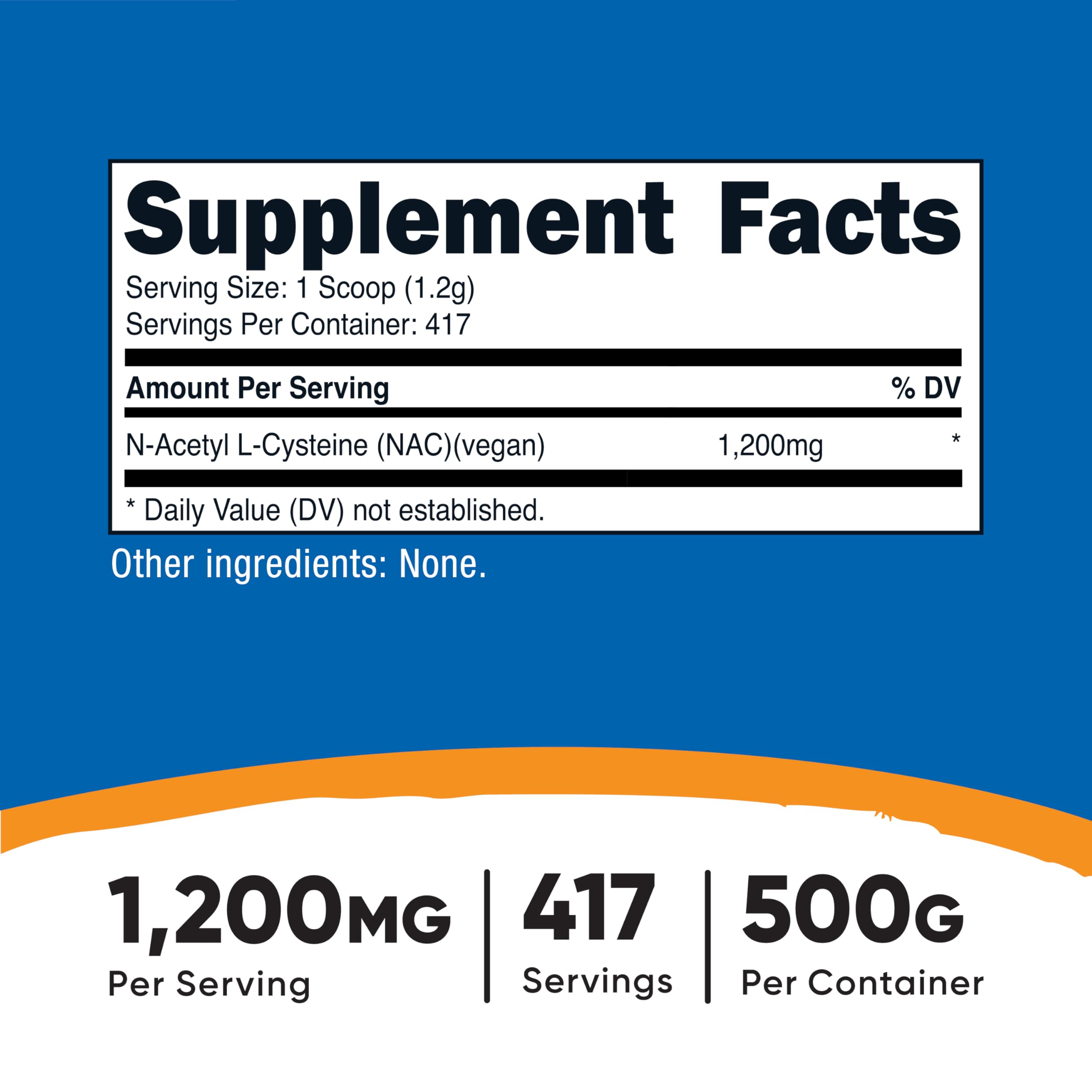 Nutricost N-Acetyl L-Cysteine (NAC) Powder 500g – Vegan, Non-GMO, Gluten Free