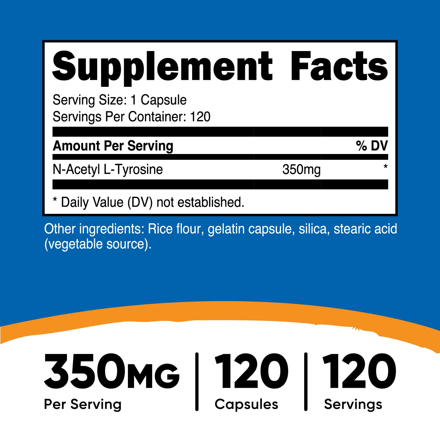 Nutricost N-Acetyl L-Tyrosine (NALT) 350mg – 120 Capsules | Gluten Free, Non-GMO