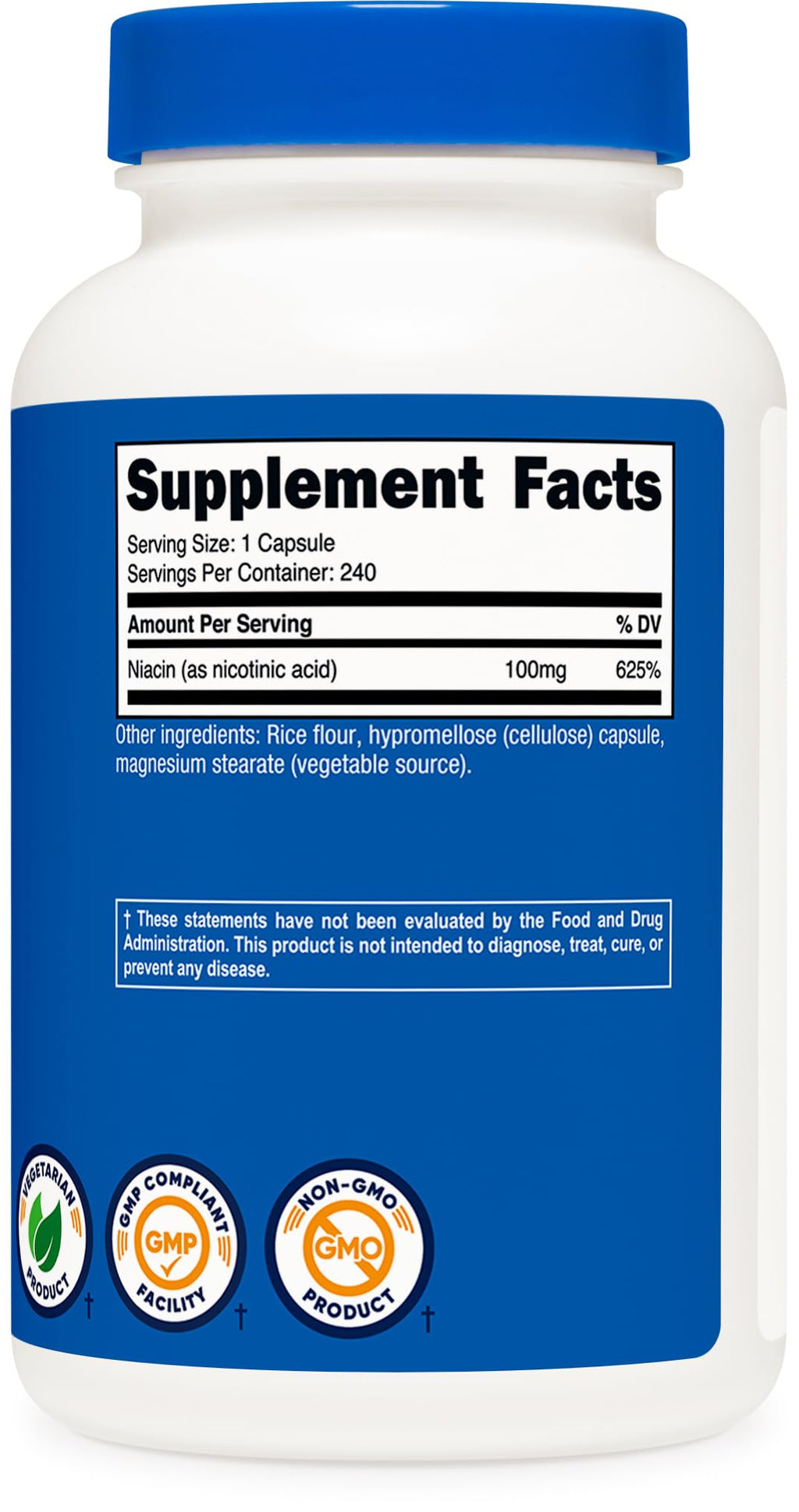 Nutricost Niacin 100mg – 240 Capsules | Gluten Free, Non-GMO