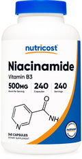 Nutricost Niacinamide 500mg (Vitamin B3) – 240 Capsules | Non-GMO, Gluten Free, Flush Free