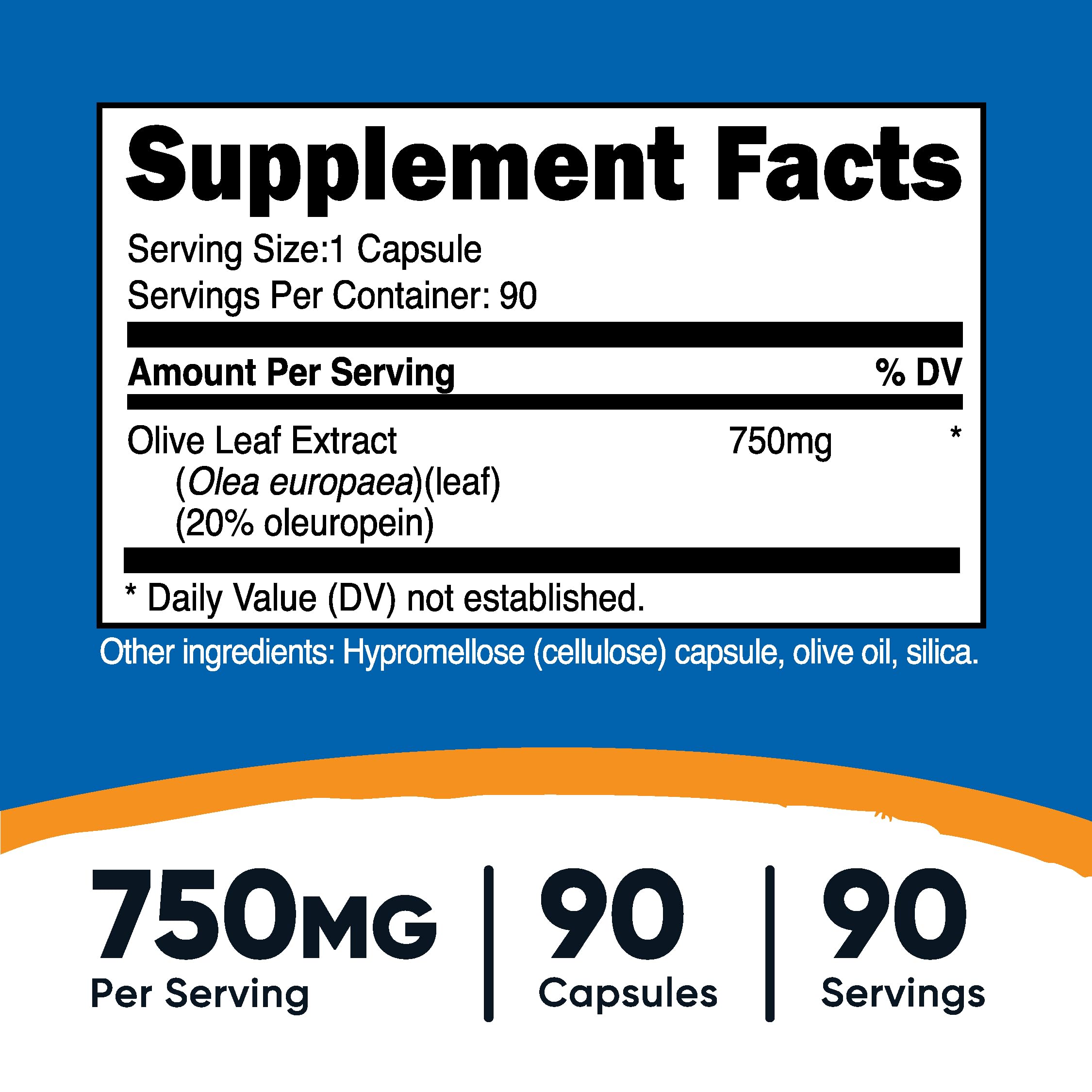 Nutricost Olive Leaf Extract 750 mg – 20% Oleuropein, 90 Veggie Capsules