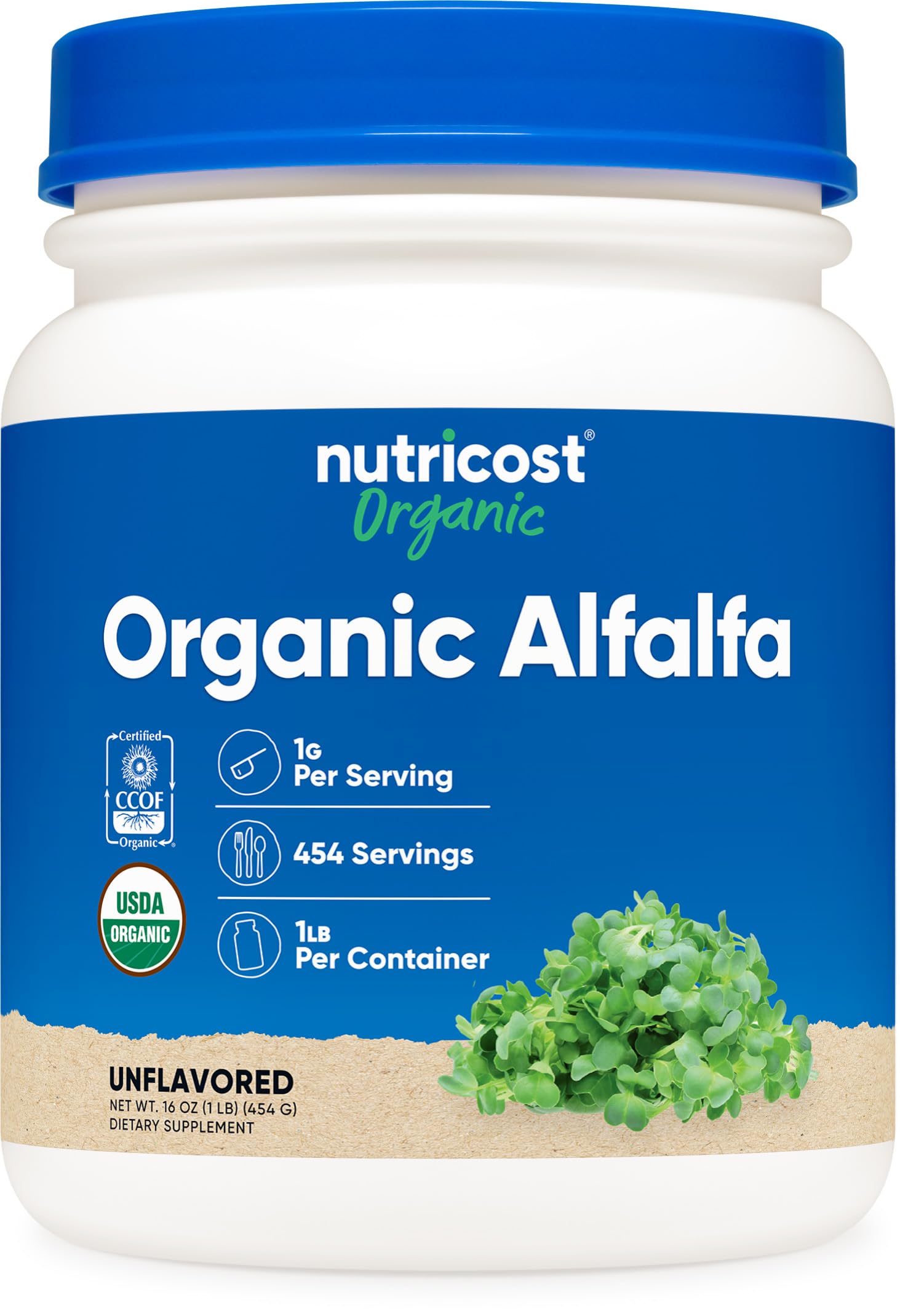 Nutricost Organic Alfalfa Powder 1LB - USDA Certified 100% Organic, Vegetarian, Non-GMO, Gluten Free