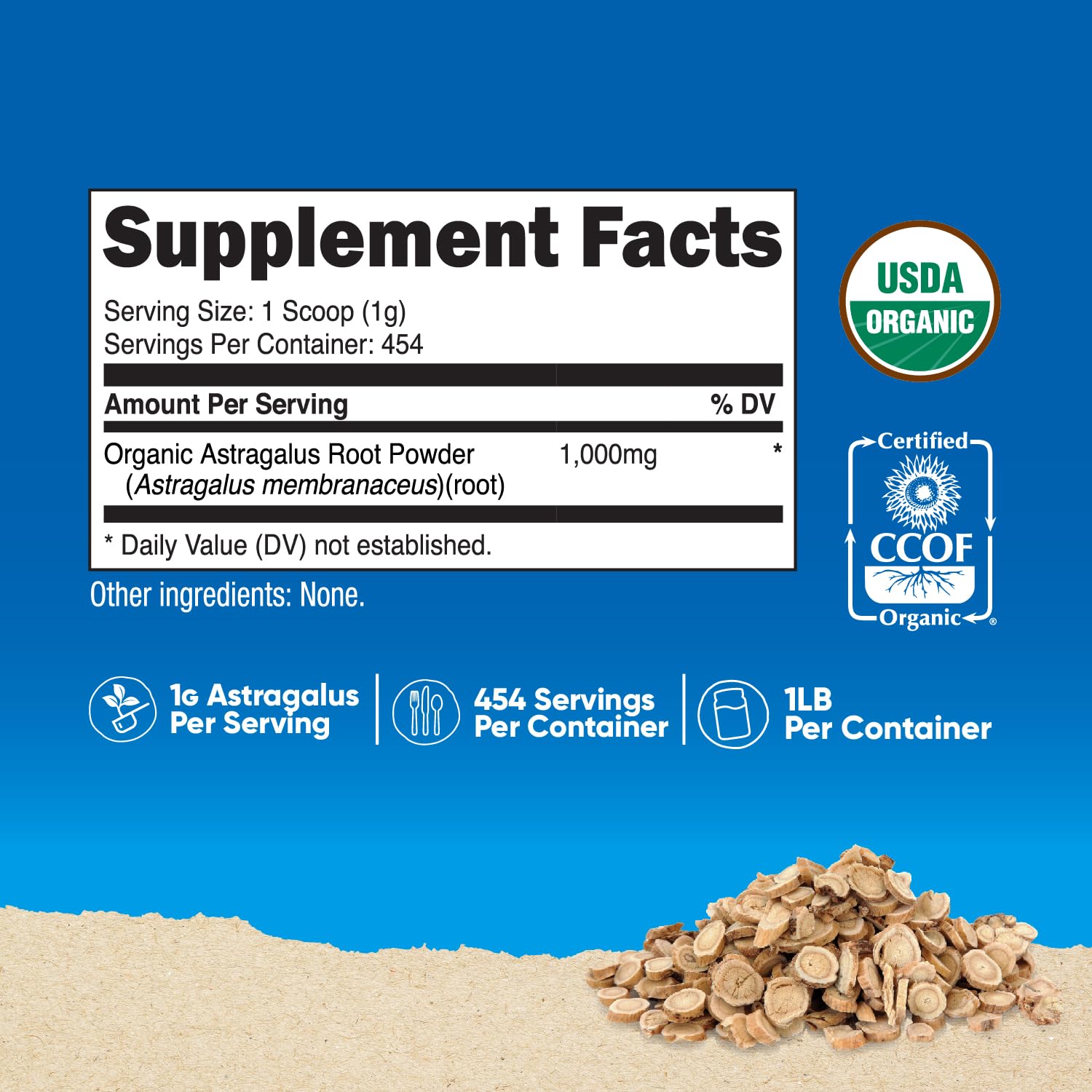 Nutricost Organic Astragalus Root Powder 1LB | Gluten Free, Non-GMO, Vegetarian