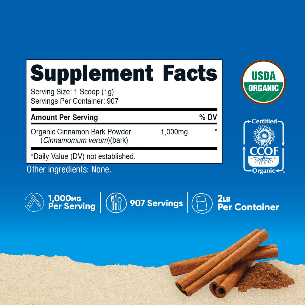 Nutricost Organic Ceylon Cinnamon Powder (2 pounds) - Vegan, Gluten-Free, GMO-Free