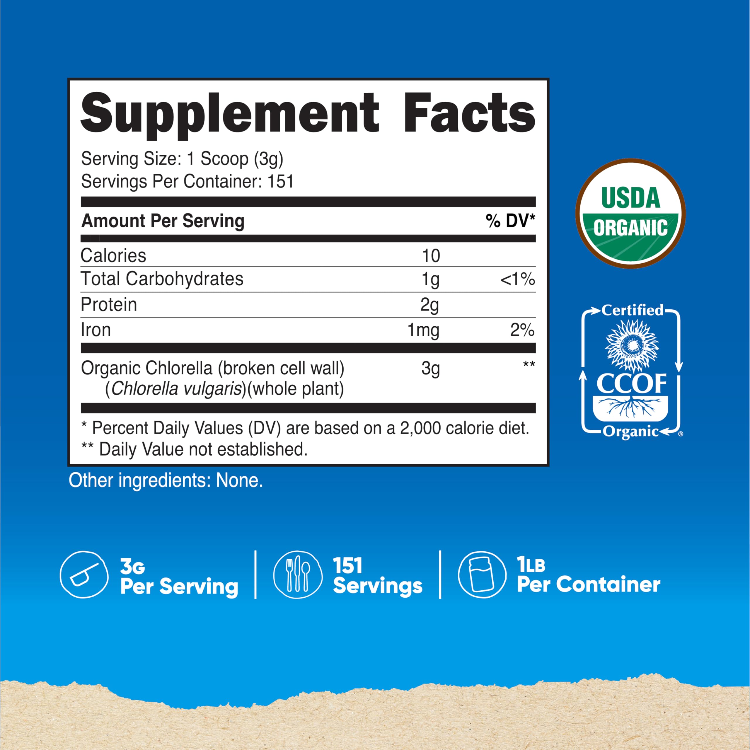 Nutricost Organic Chlorella Powder 16oz (1LB) – 3g Per Serving | Non-GMO, Gluten Free, 3rd Party Tested