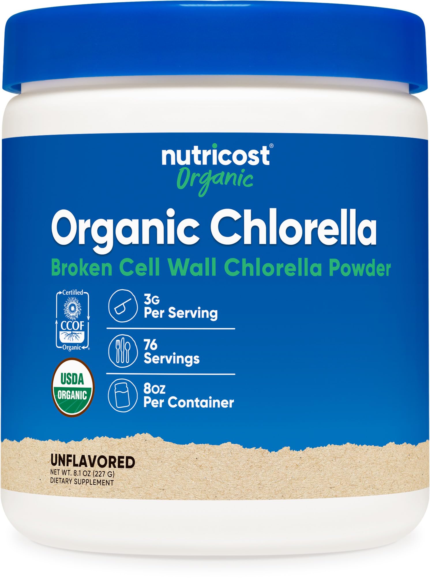 Nutricost Organic Chlorella Powder 8oz – 3000mg per Serving – Non-GMO & Gluten Free