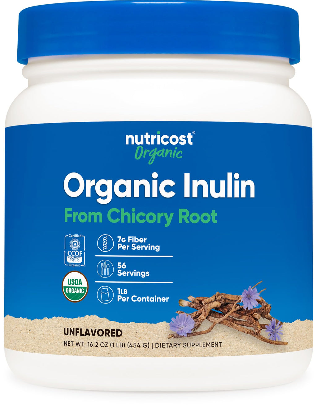 Nutricost Organic Inulin Powder 1lb - 7g Fiber per Serving, USDA Organic