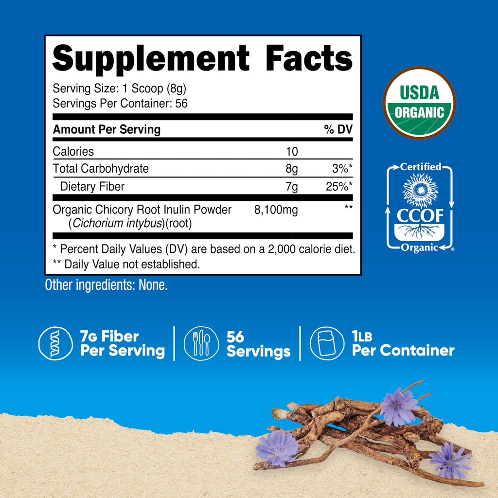 Nutricost Organic Inulin Powder 1lb - 7g Fiber per Serving, USDA Organic