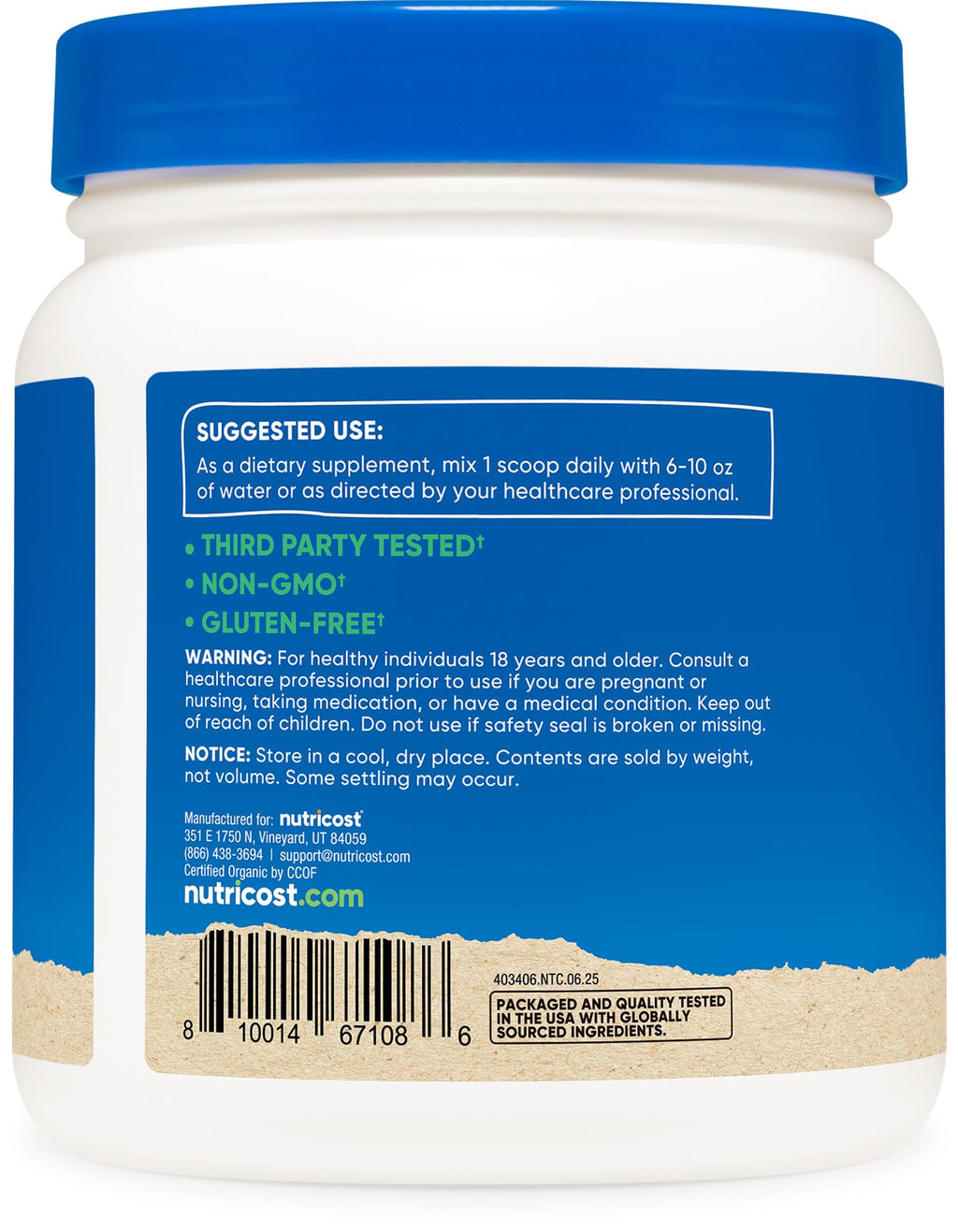 Nutricost Organic Inulin Powder 1lb - 7g Fiber per Serving, USDA Organic