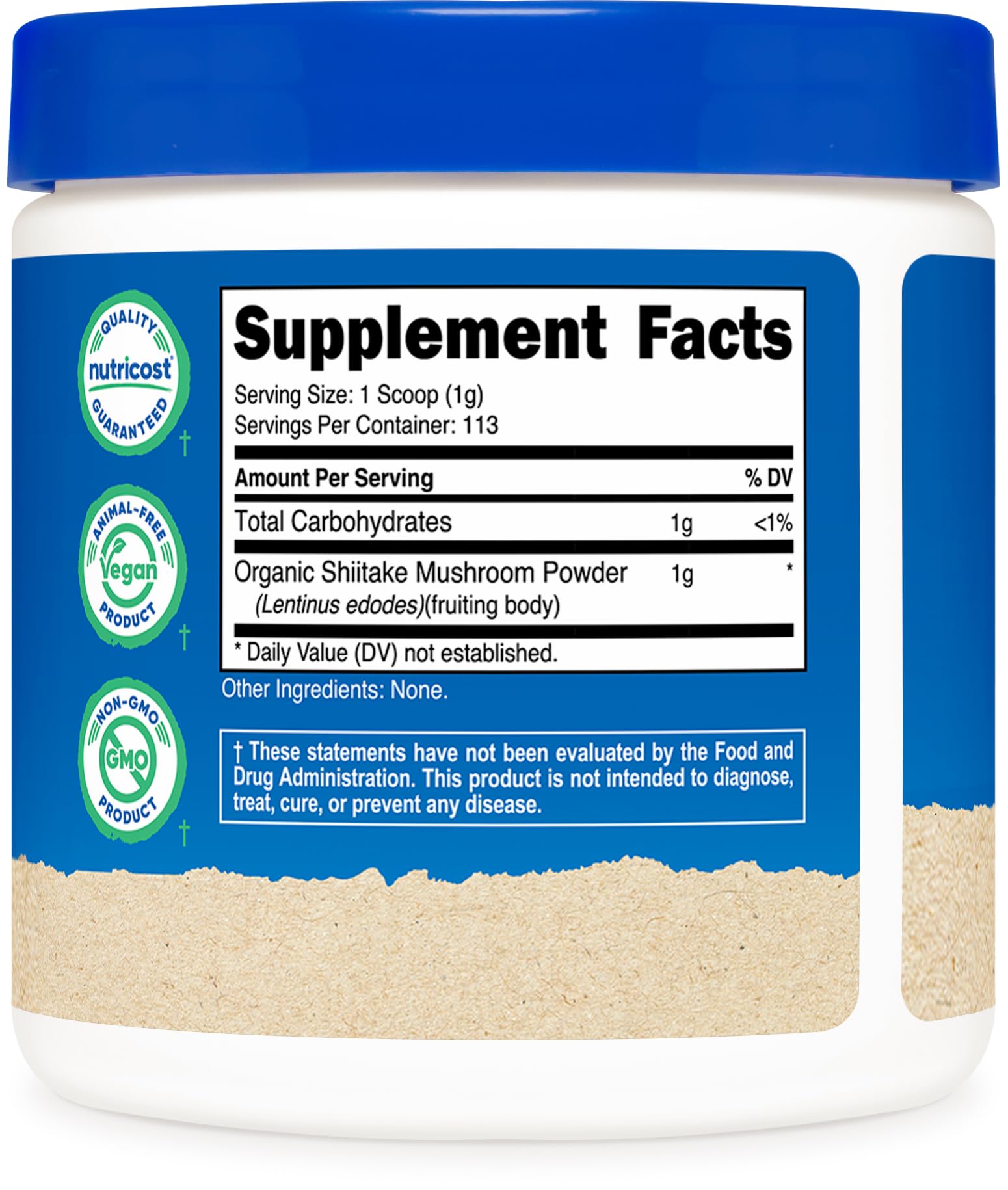 Nutricost Organic Shiitake Mushroom Powder 4 oz – Gluten Free, Non-GMO