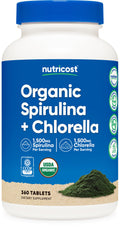 Nutricost Organic Spirulina + Chlorella – 360 Tablets, 60 Servings (USDA Organic)