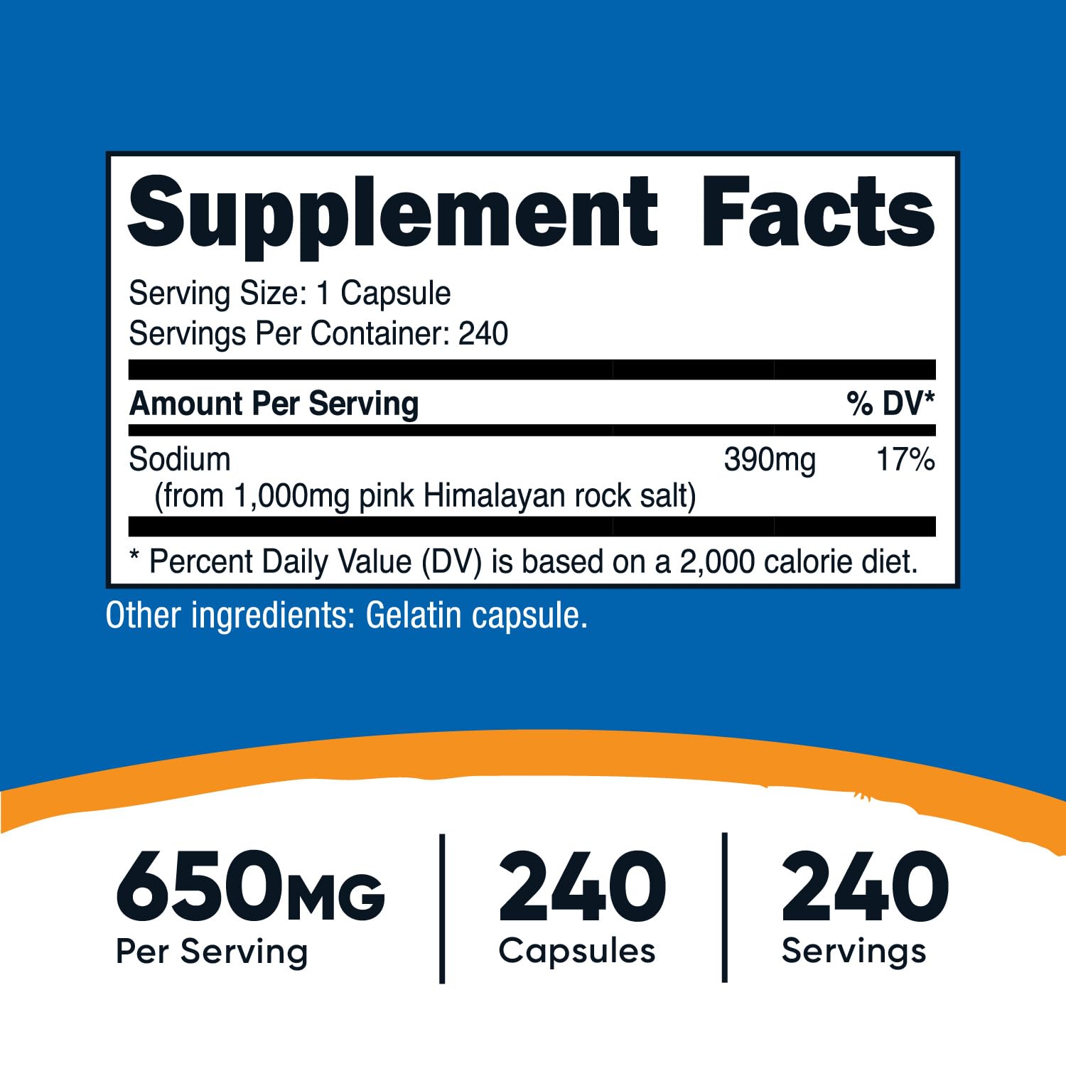Nutricost Pink Himalayan Salt Capsules 1000mg – 390mg Sodium, 240 Capsules | Non-GMO, Gluten Free