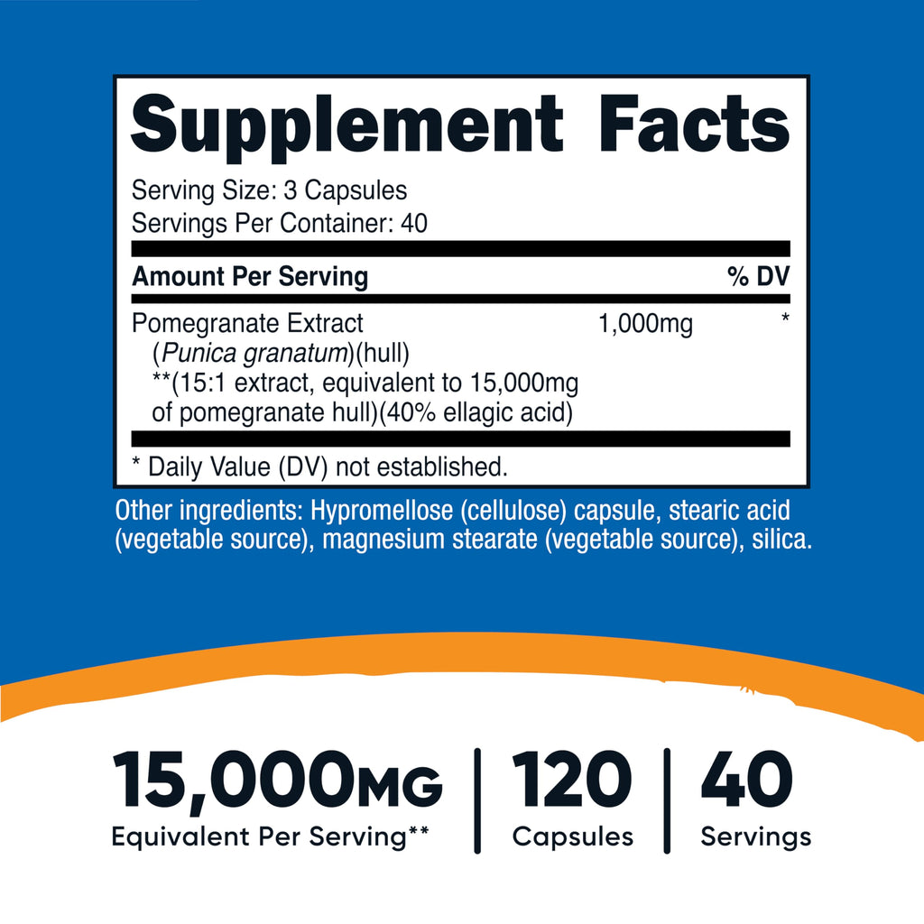 Nutricost Pomegranate Extract (15000 mg Equivalent) 120 Capsules - 40 Servings