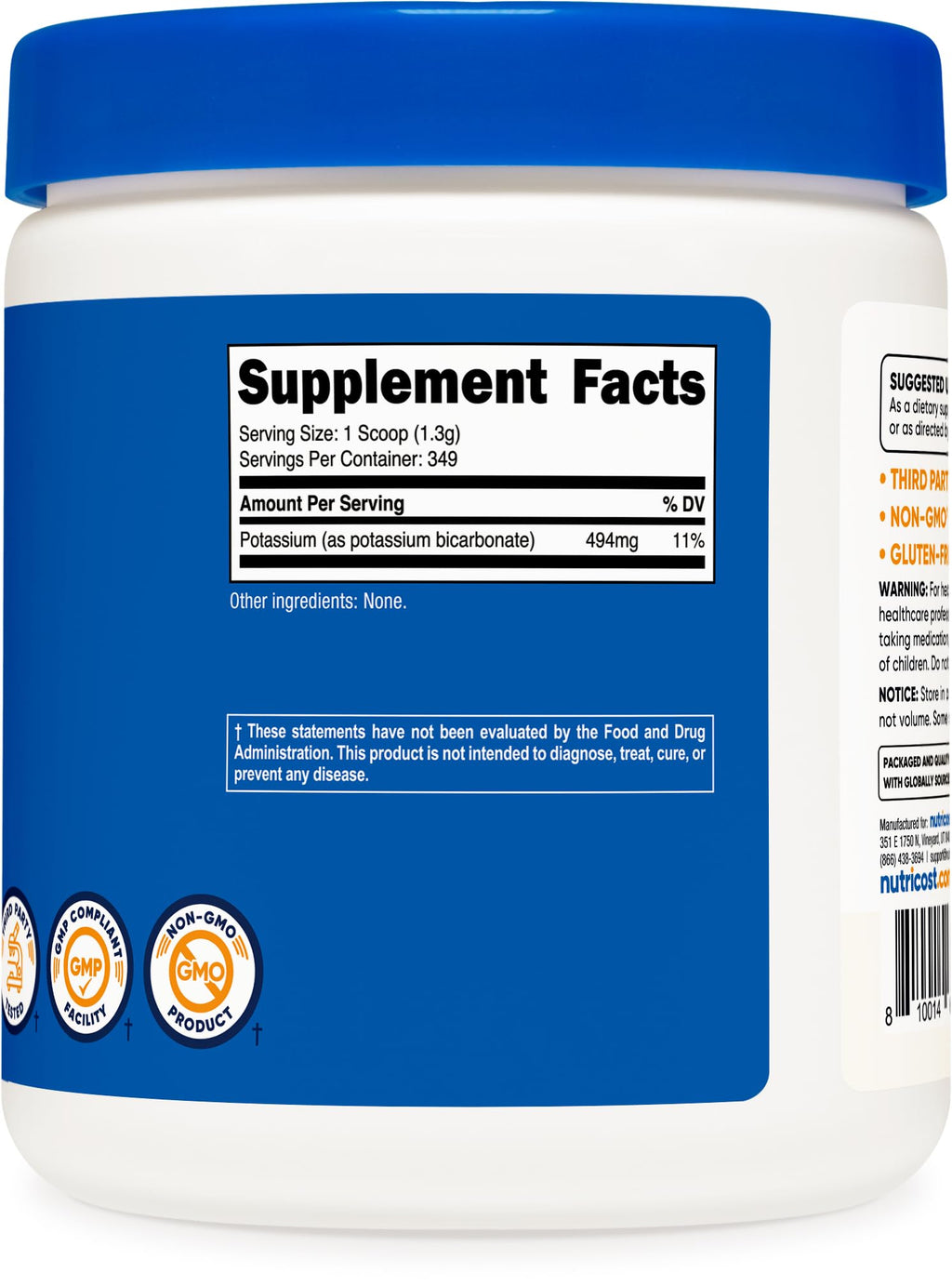Nutricost Potassium Bicarbonate Powder 1 LB – Gluten Free, Non-GMO