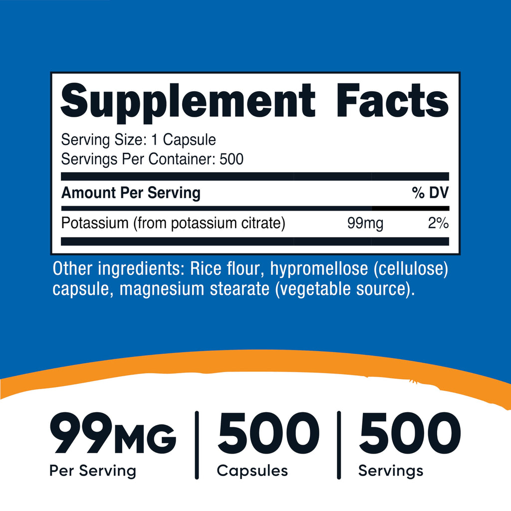 Nutricost Potassium Citrate 99mg – 500 Capsules