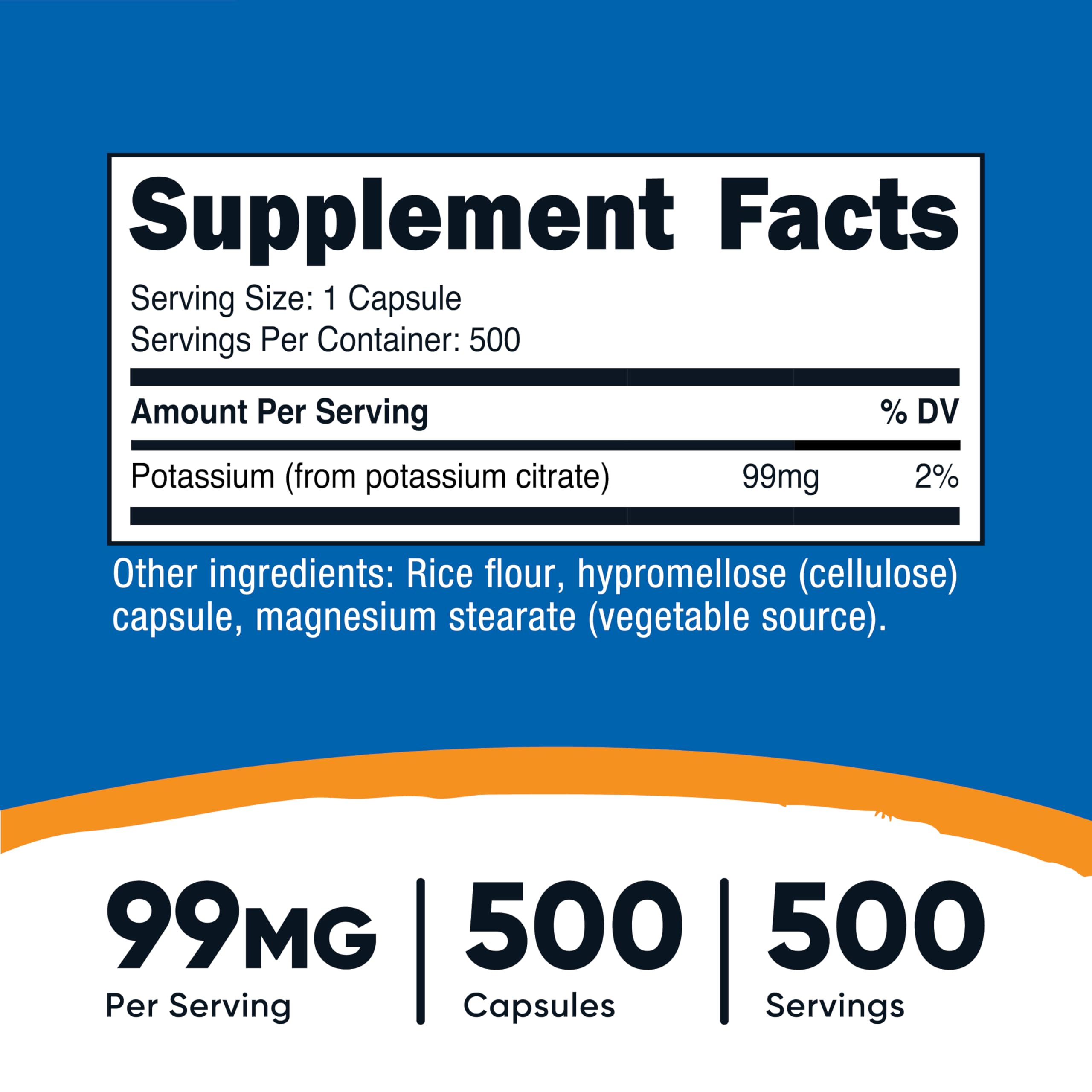 Nutricost Potassium Citrate 99mg – 500 Capsules